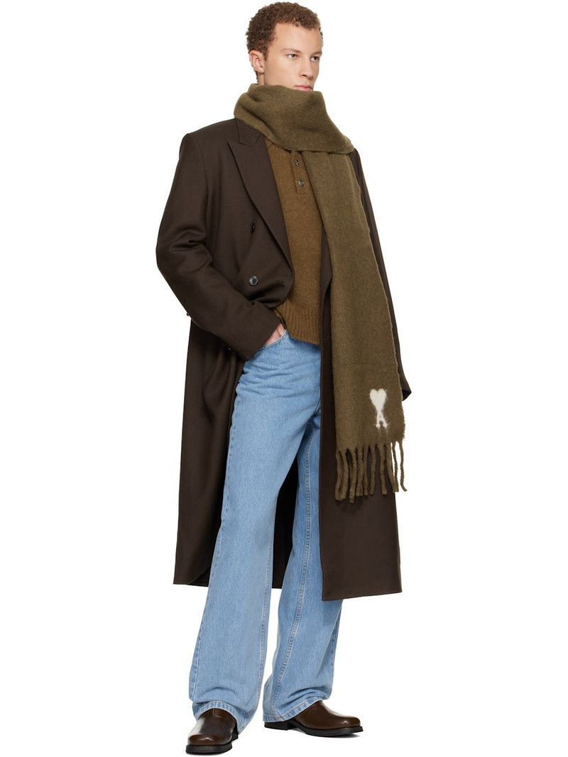 AMI Paris Brown Alpaca Ami de Coeur Scarf outlook