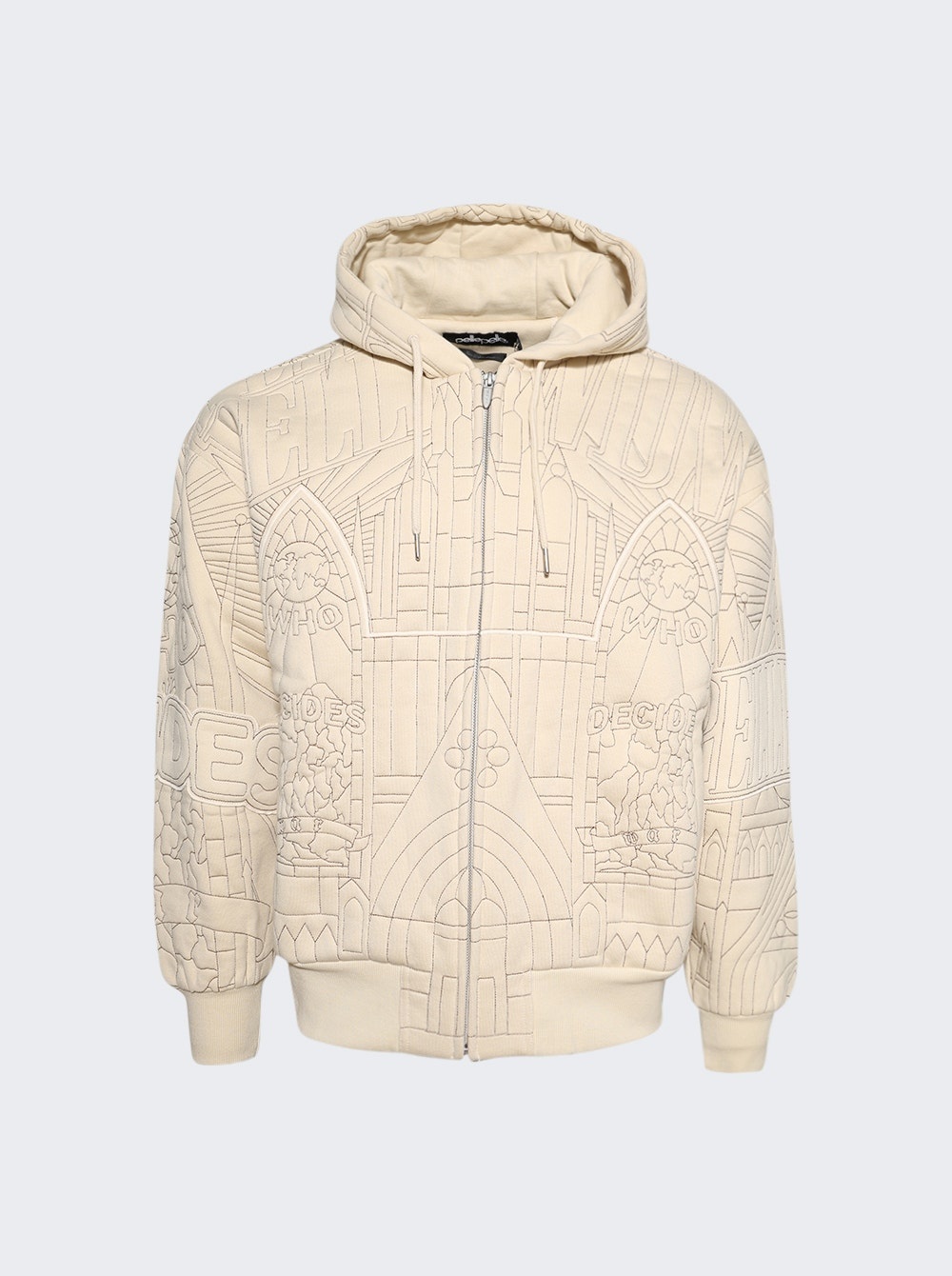 Wdw X Pp Cathedral Zip Up Hoodie Cream - 1