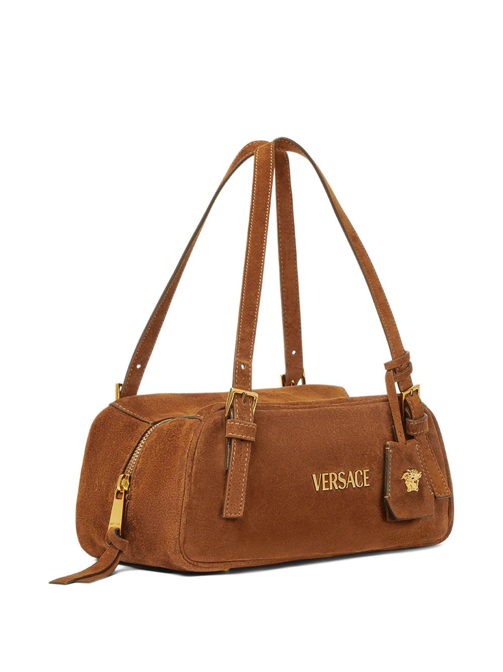 VERSACE TAG SUEDE SHOULDER BAG - 5
