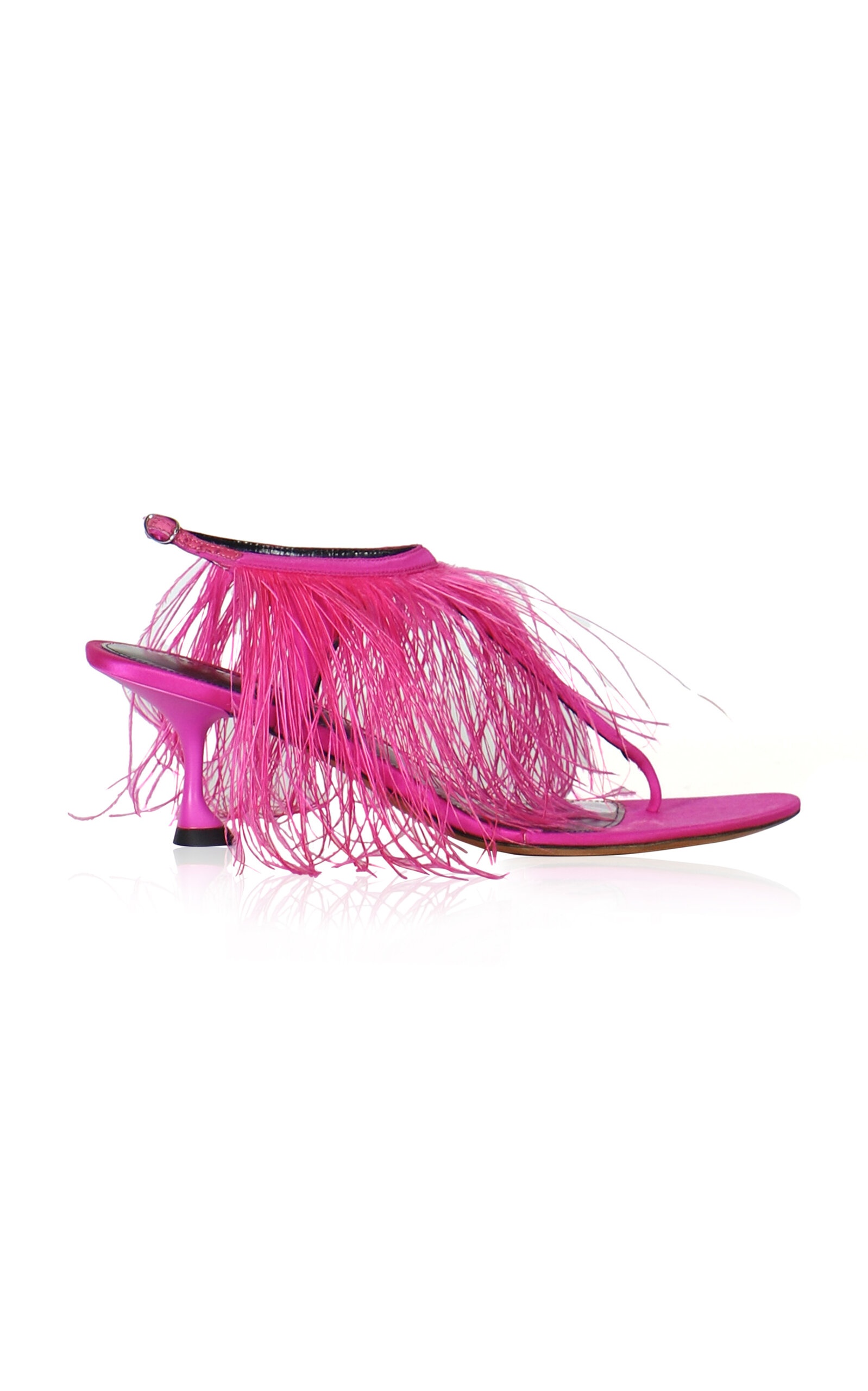 Tee Thong Feather-Embellished Satin Sandals pink - 1