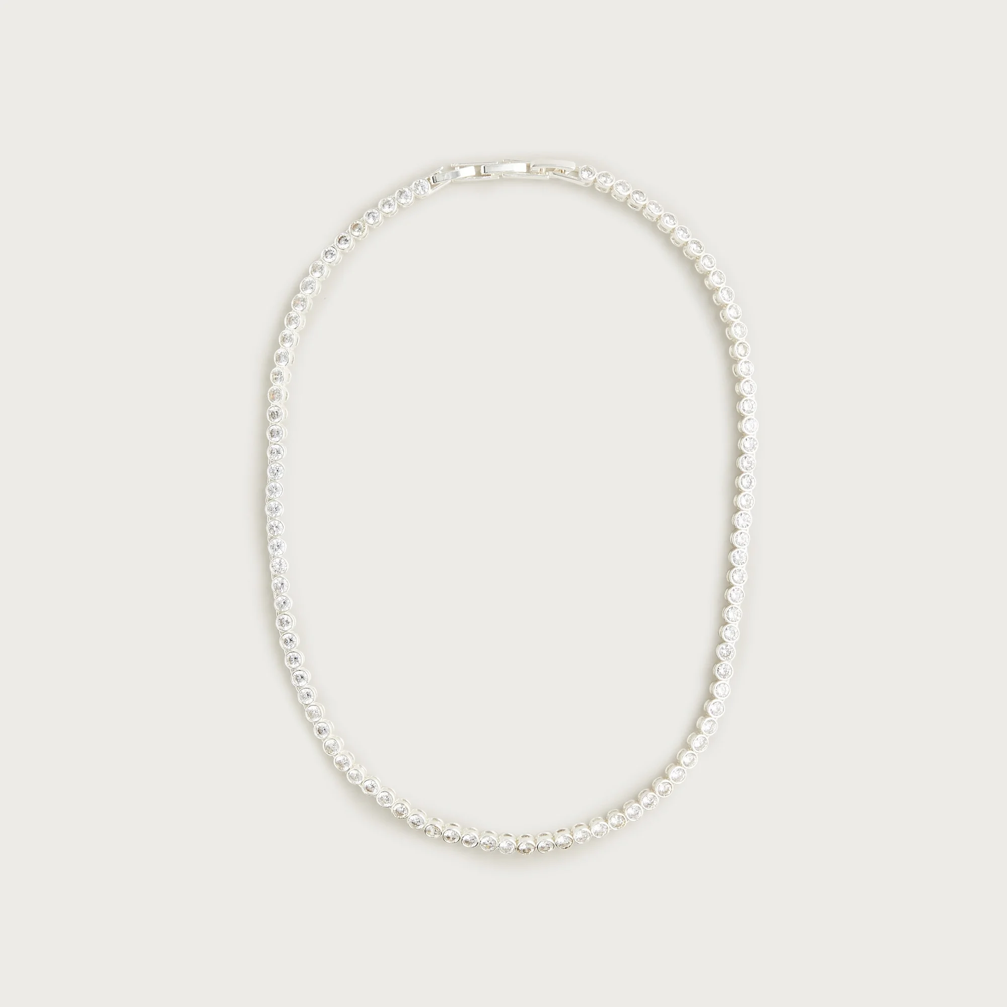 Round cubic zirconia bezel-set tennis necklace - 1