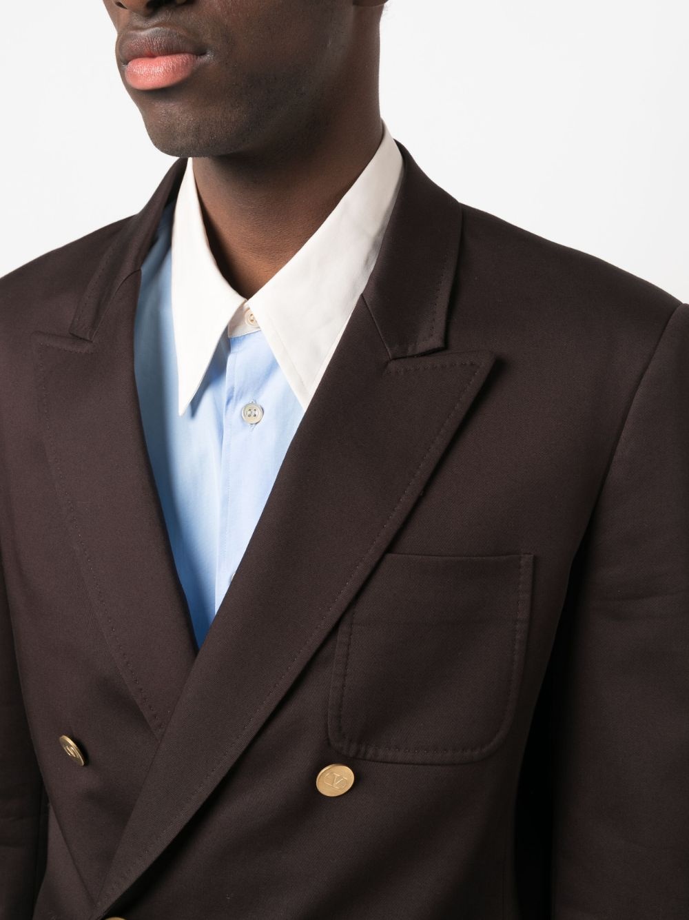 double-breasted cotton blazer - 5