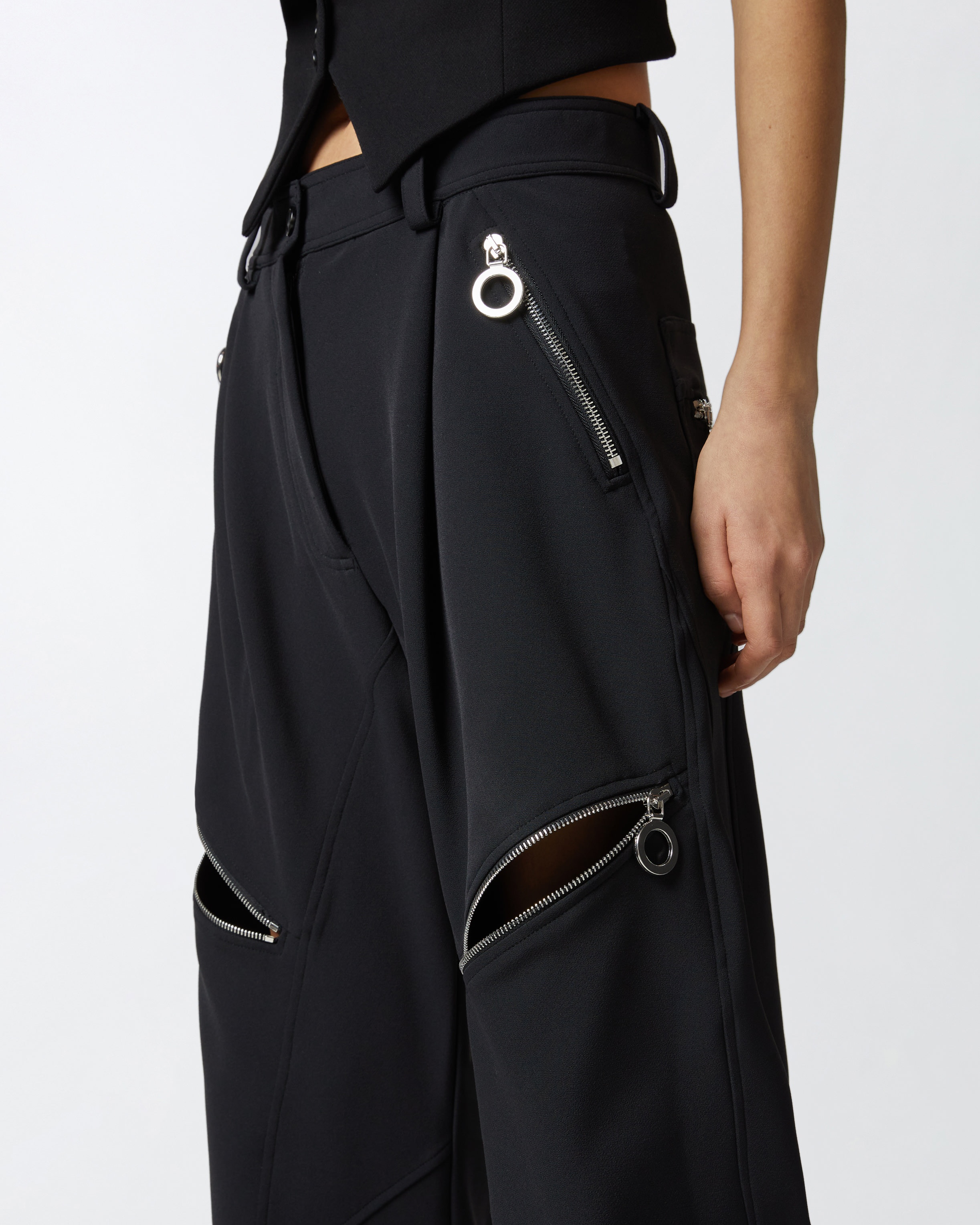 P-PANTS TROUSERS WITH ZIP IN TECHNICAL CREPE - 5