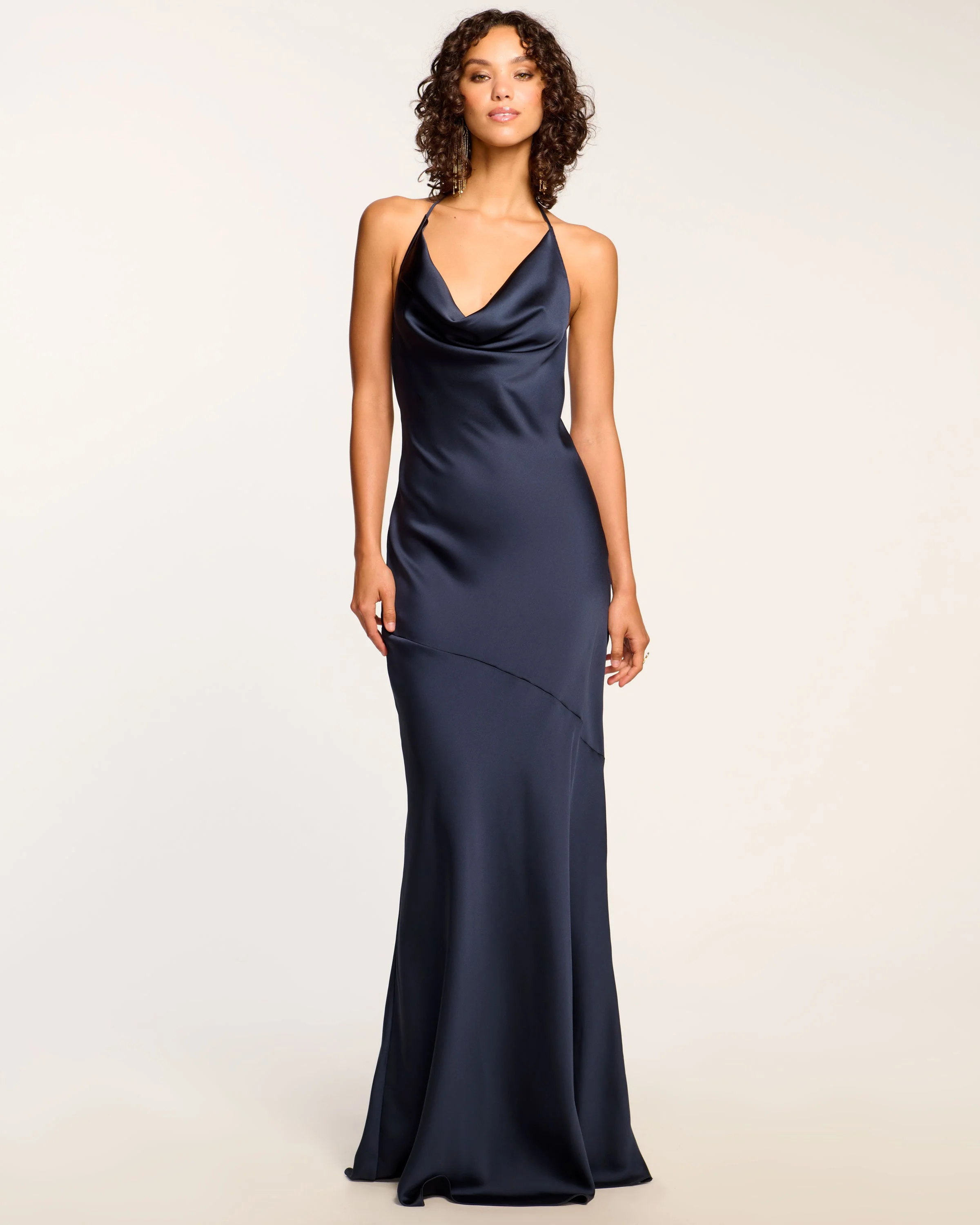 Haleigh Cowl Neck Halter Gown - 1