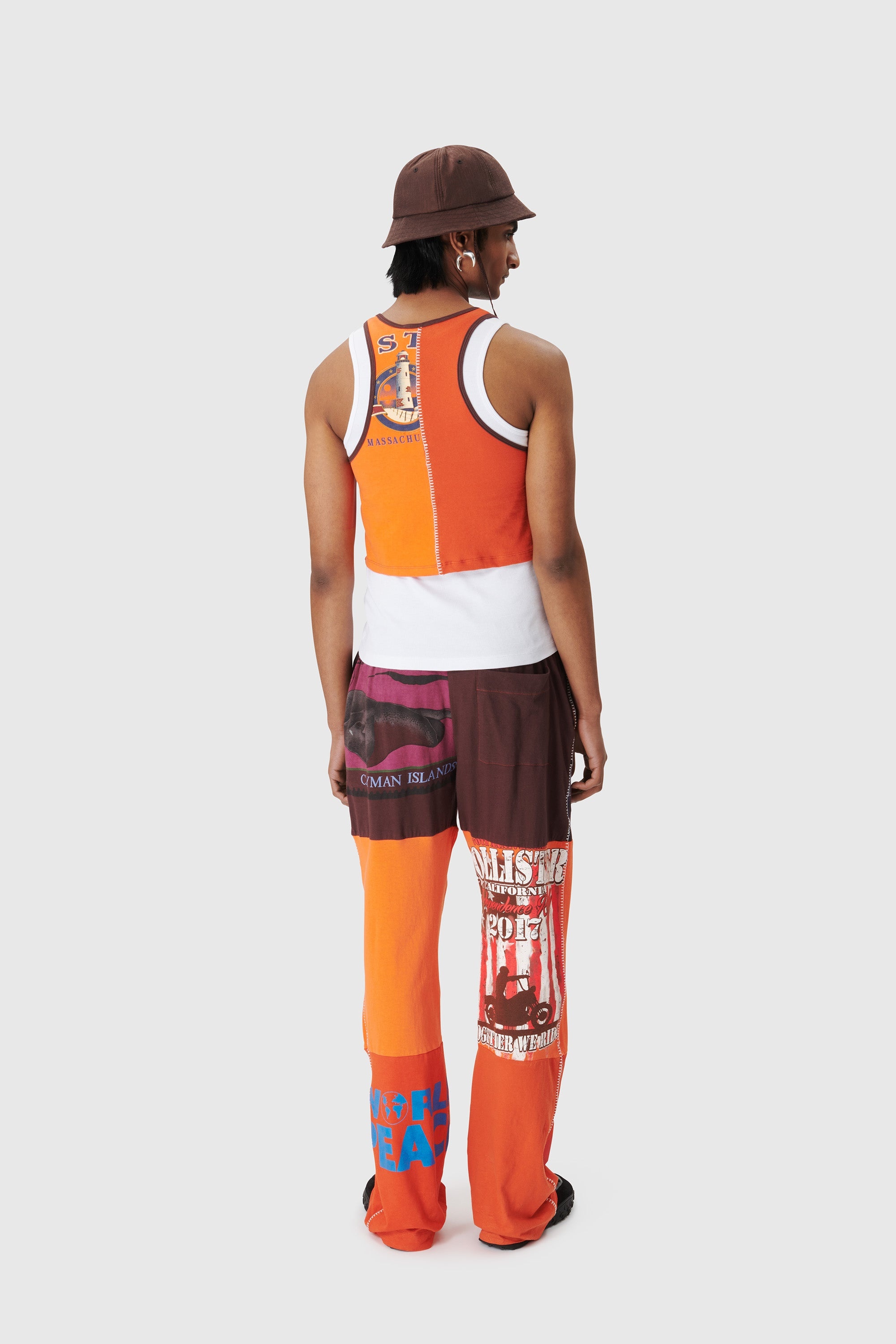 Regenerated Graphic T-shirt Patchwork Pants - 3