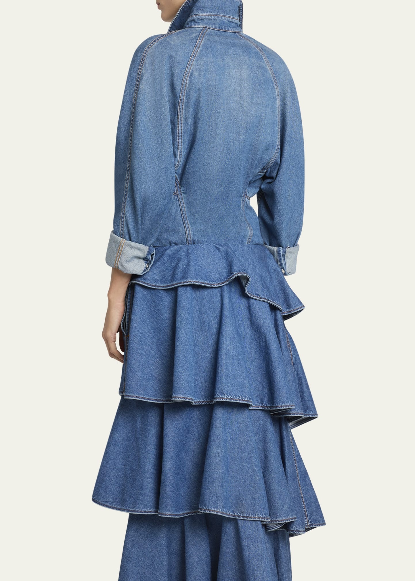 Seamed Button-Down Denim Top - 3