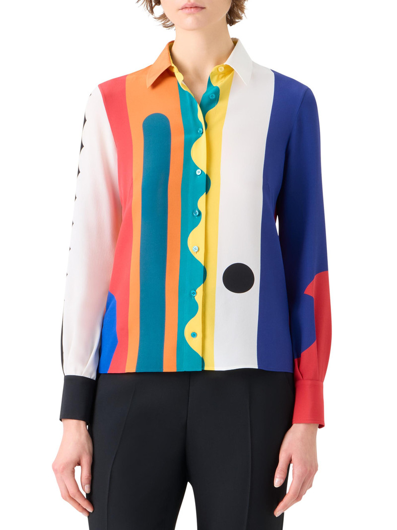 Women's Abstract Silk Crepe Shirt 3