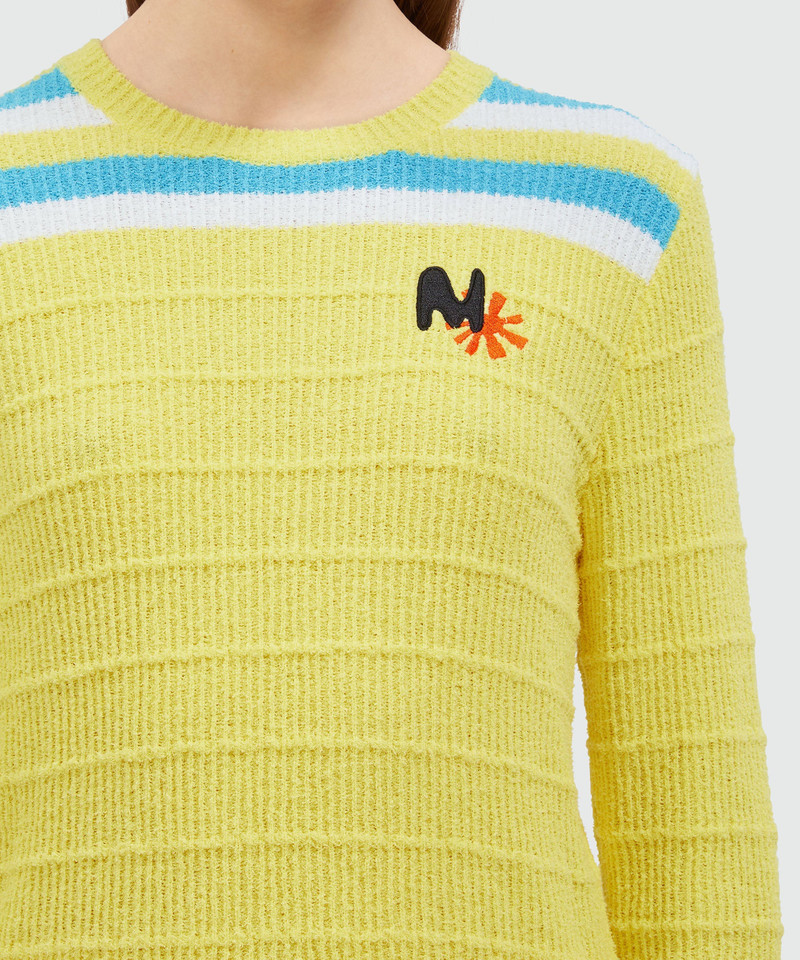 Terry cotton sweater with striped pattern 5