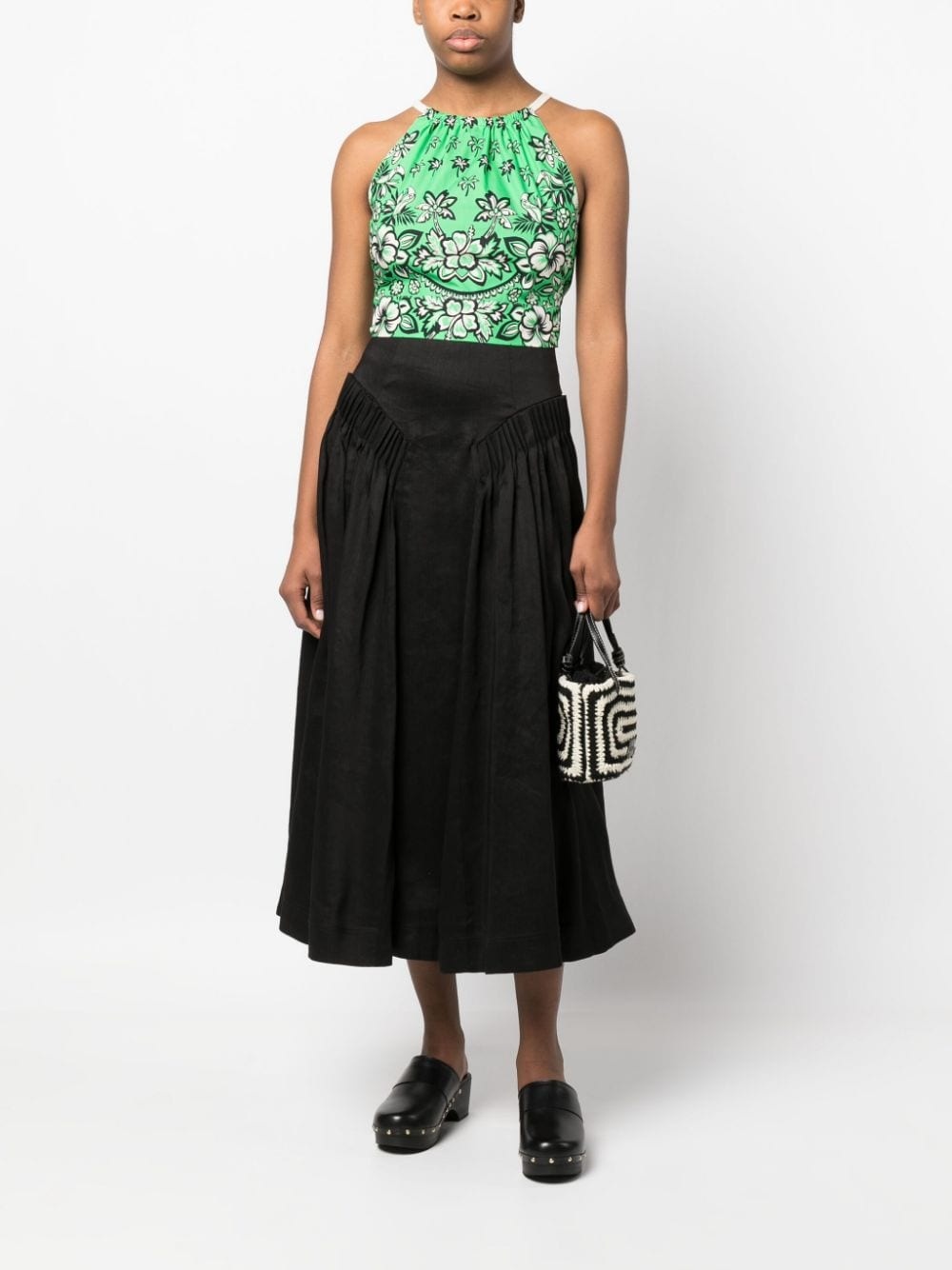 floral-print cropped top - 2
