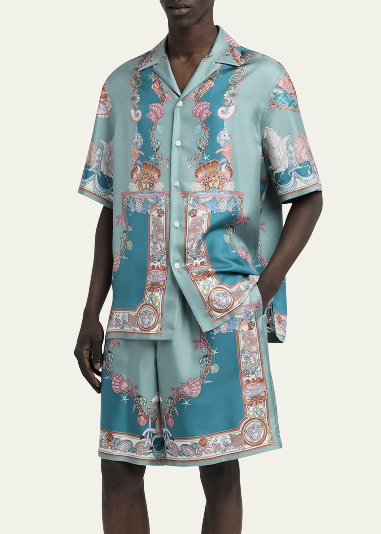 Men's Coral Theater Silk Twill Camp Shirt - 4