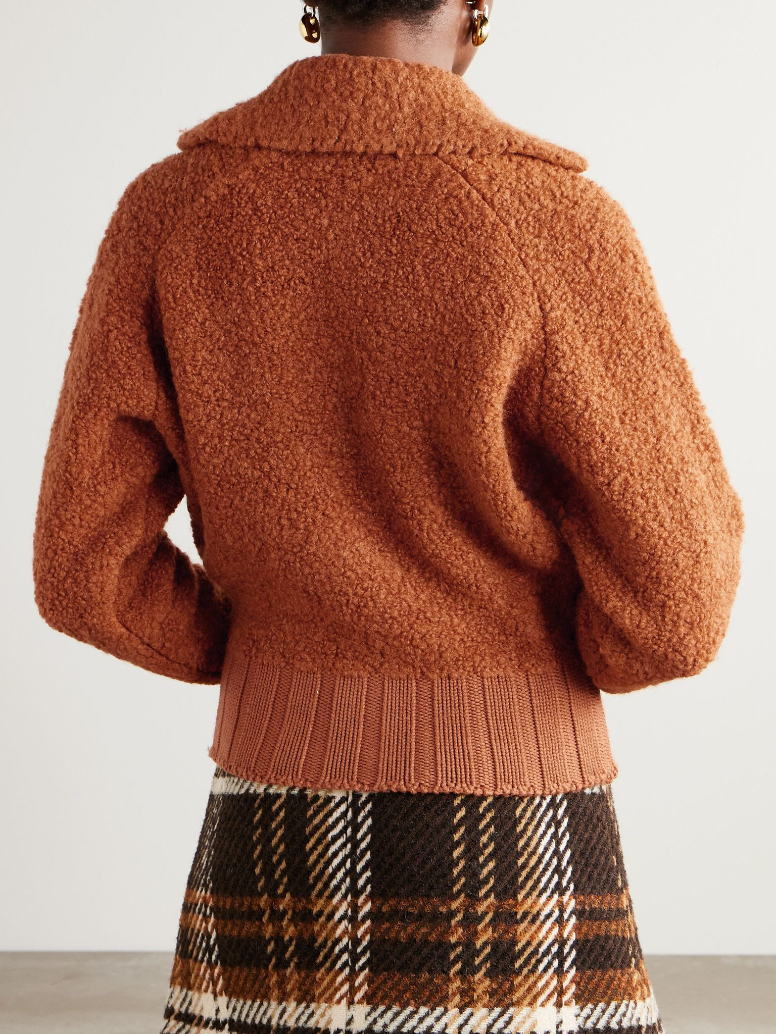 Wool-blend bouclé cardigan Camel - 3