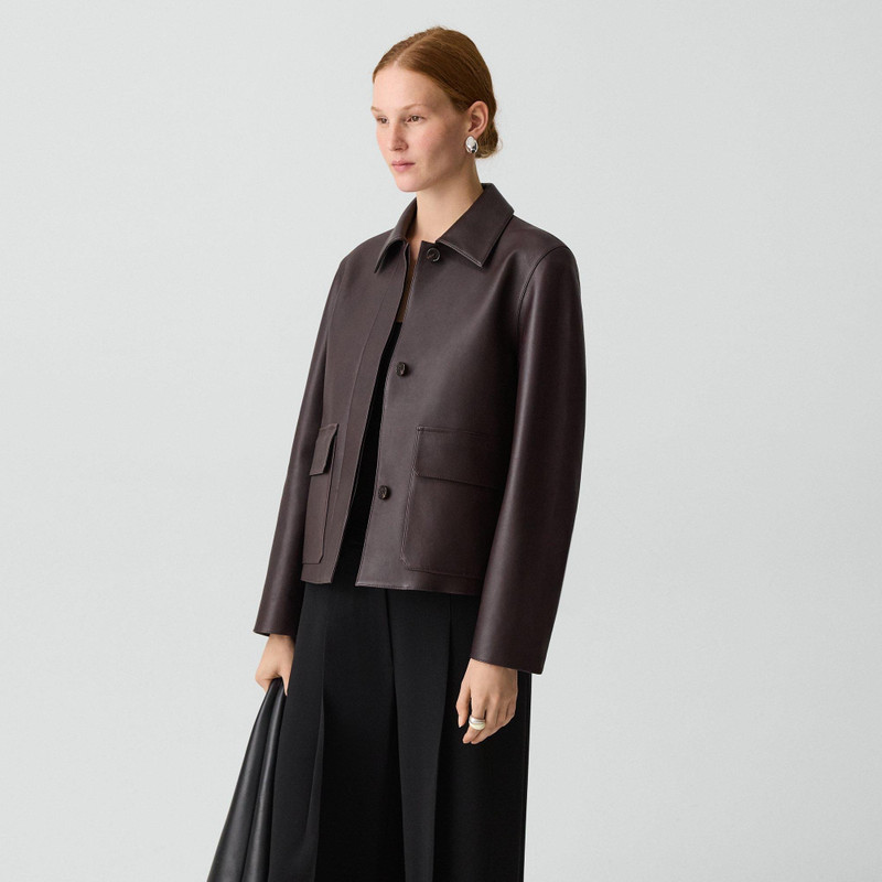Boxy Patch Pocket Jacket in Leather 3