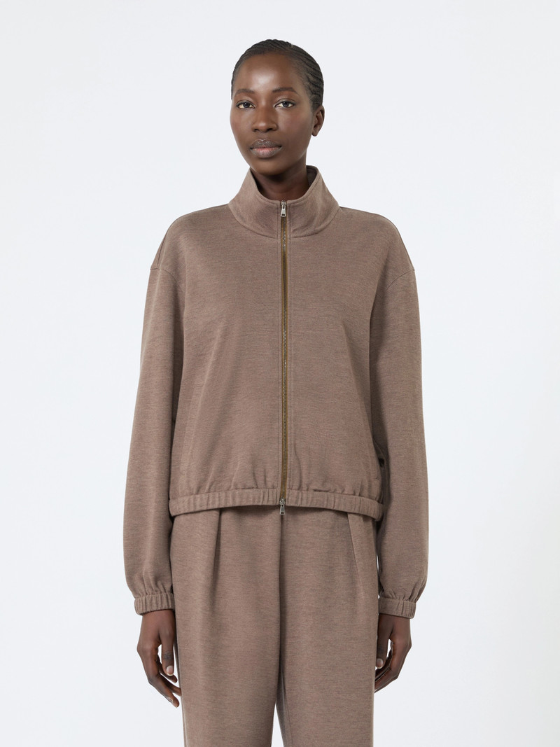 ESPLOSO Silk-blend jersey sweatshirt - MUD 3