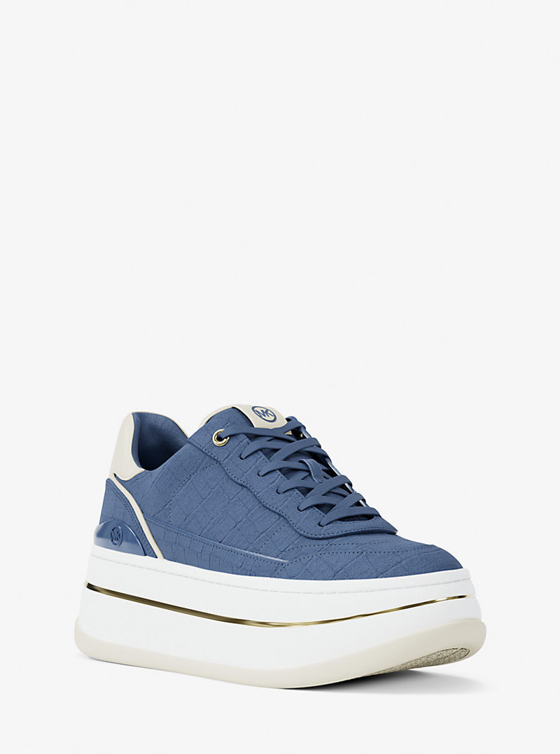 Hayes Crocodile Embossed Suede Platform Sneaker 1