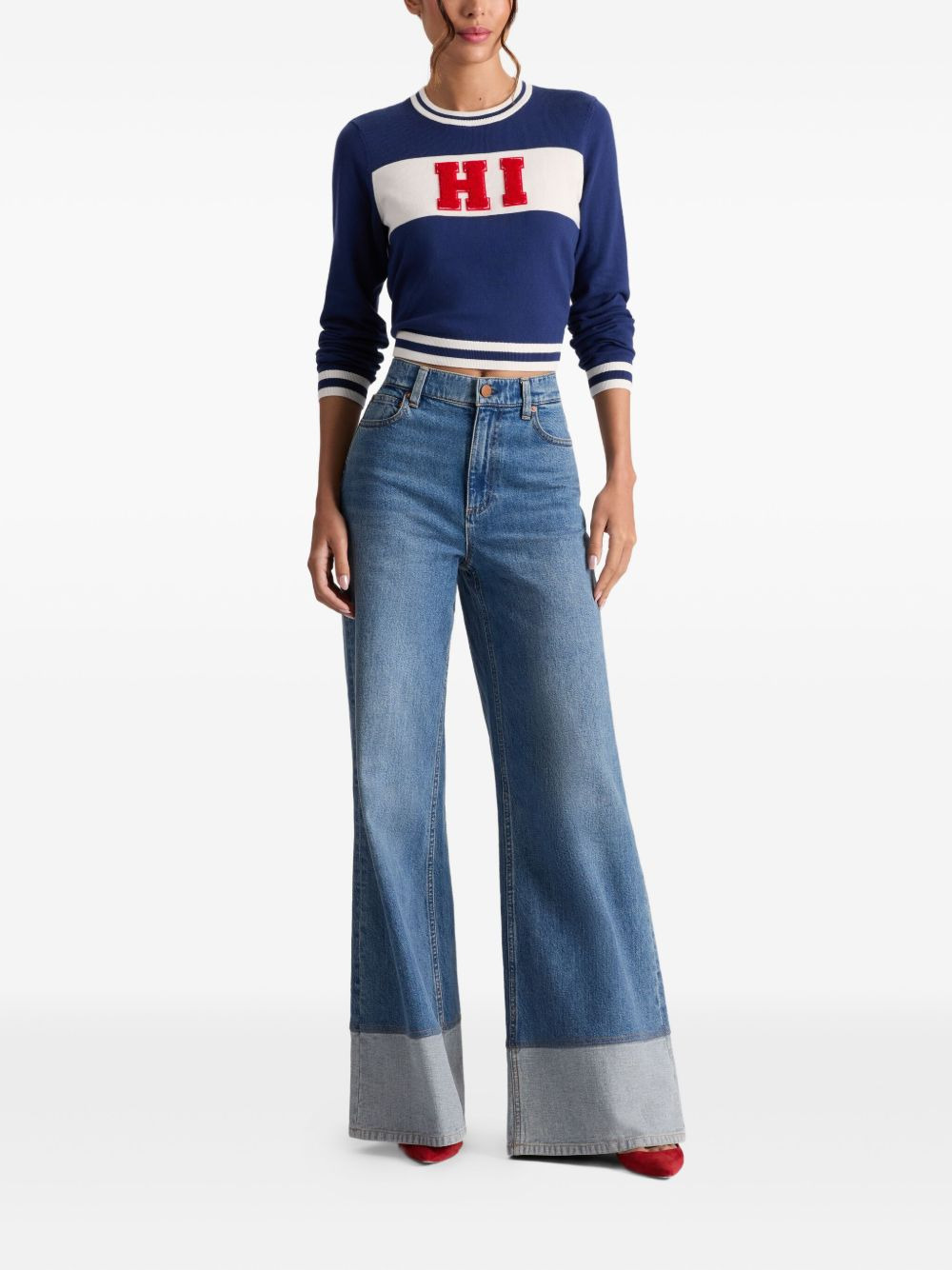 appliqué-lettering sweater - 2