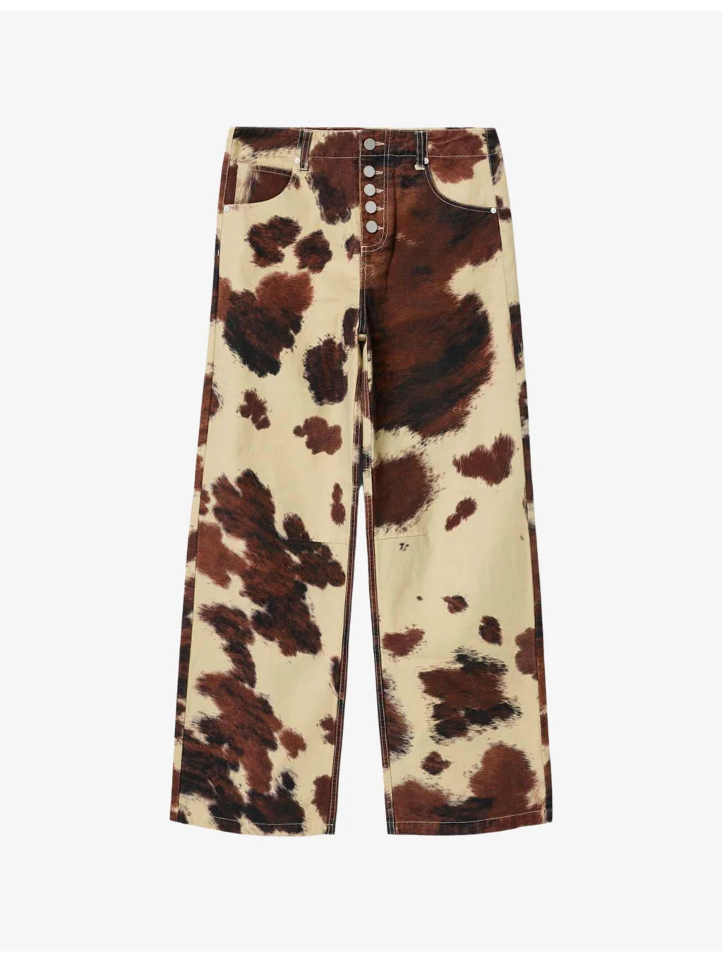 Tay Cow-Print Straight-Leg Mid-Rise Jeans - 1
