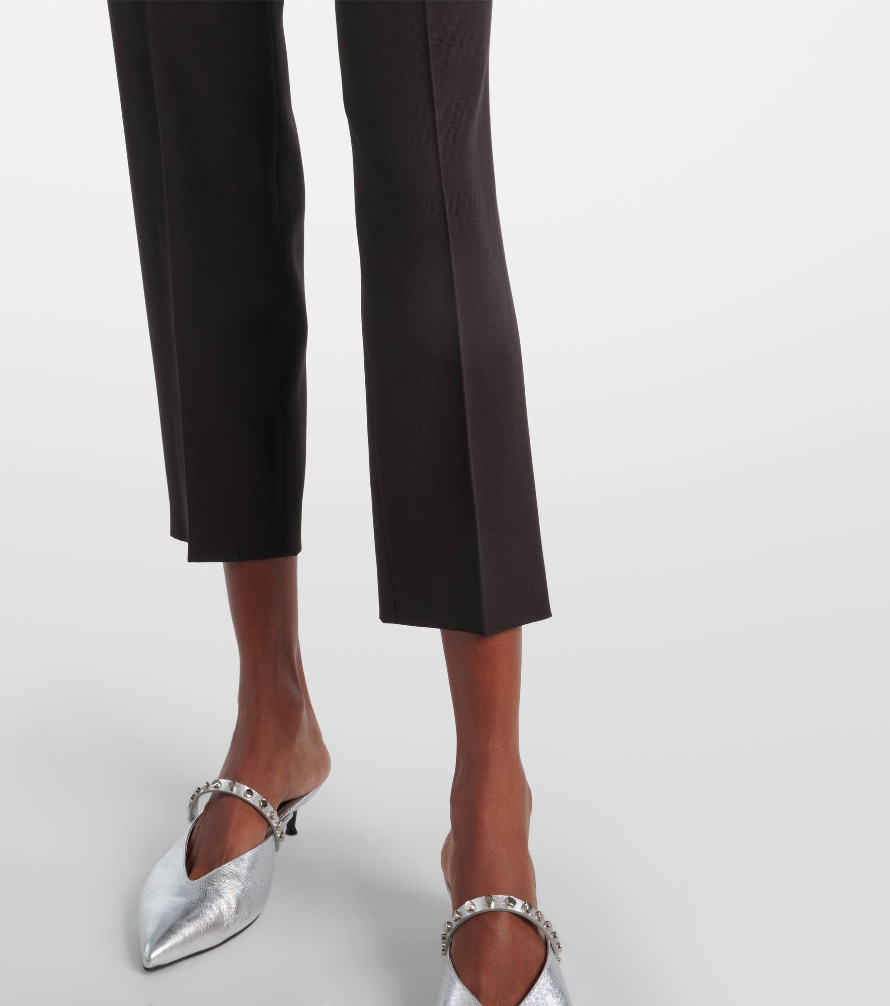 Mid-rise wool canvas crêpe straight pants - 6