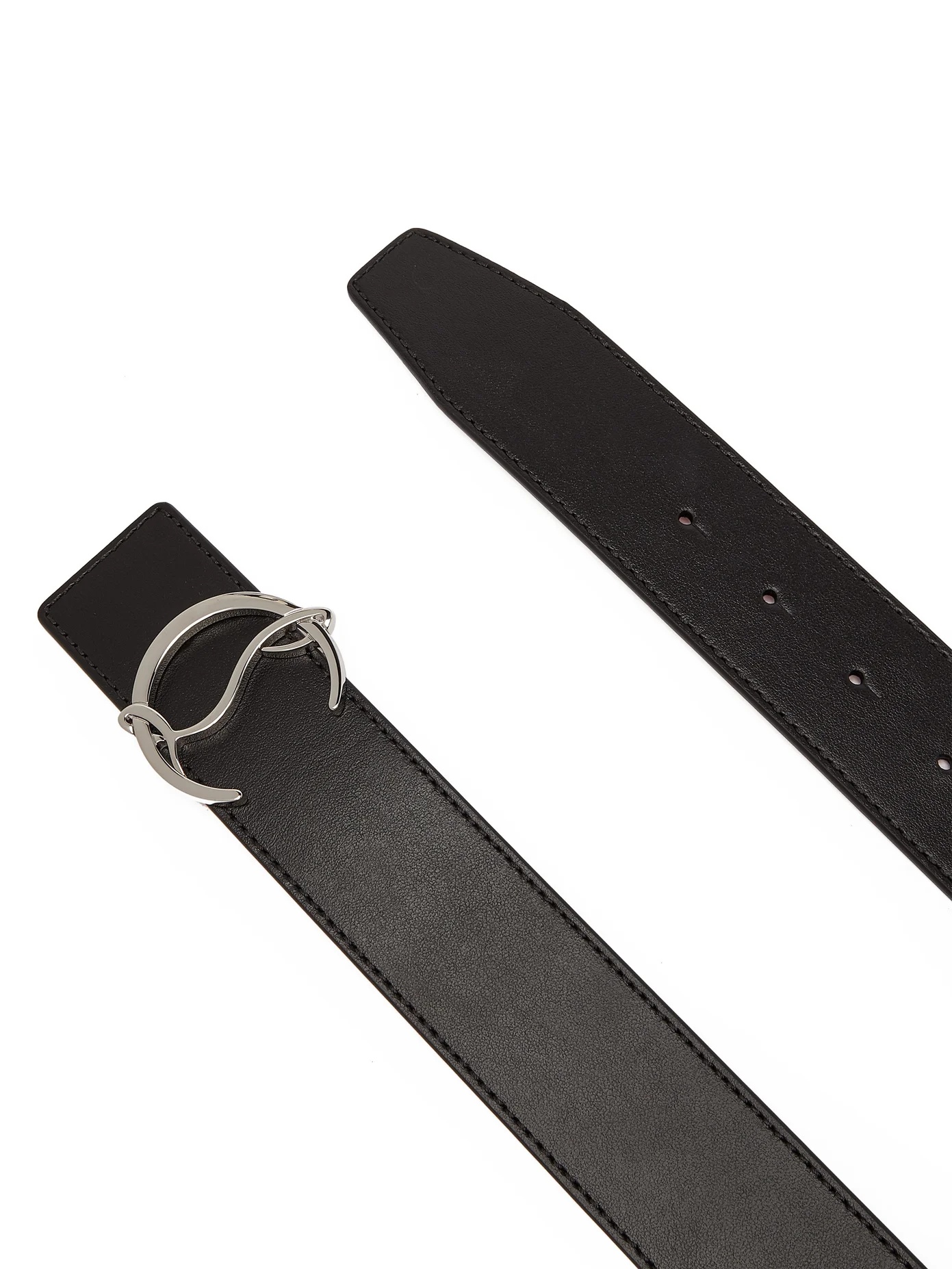 Logo-buckle leather belt - 6