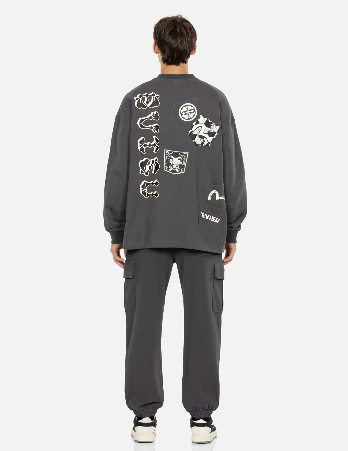 LOGO PRINT STRAIGHT FIT CARGO SWEATPANTS - 5