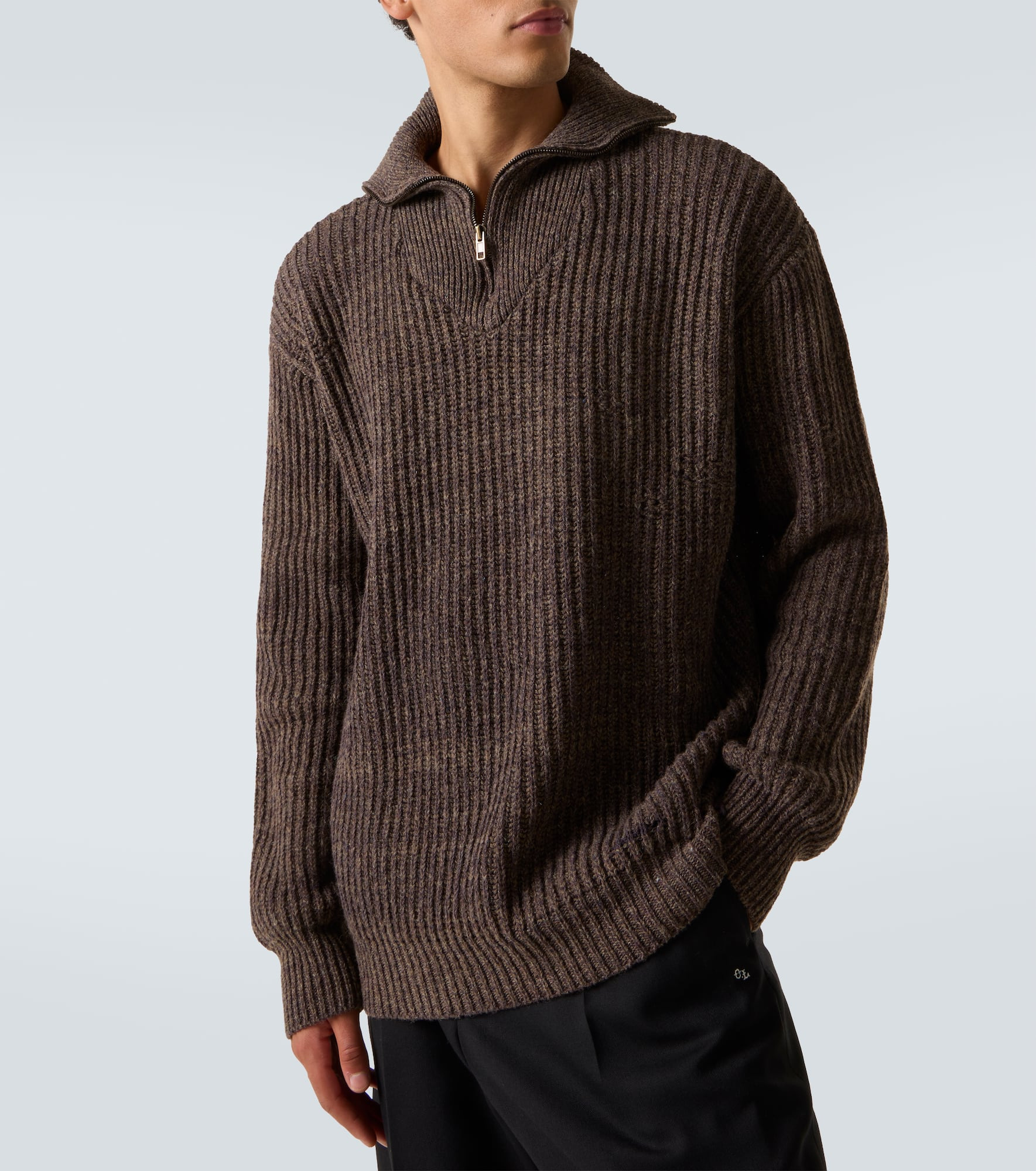 Wool and cotton half-zip sweater - 5