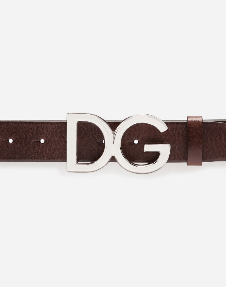 Leather belt with DG logo - 3