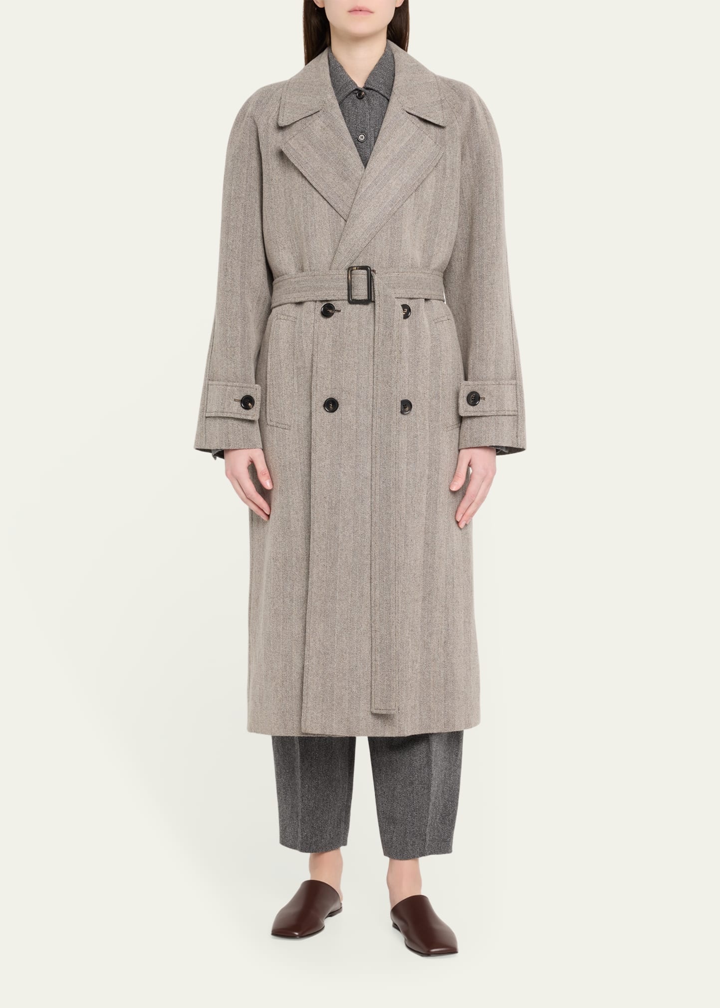 Foster Double-Breast Belted Wool Cashmere Coat - 2