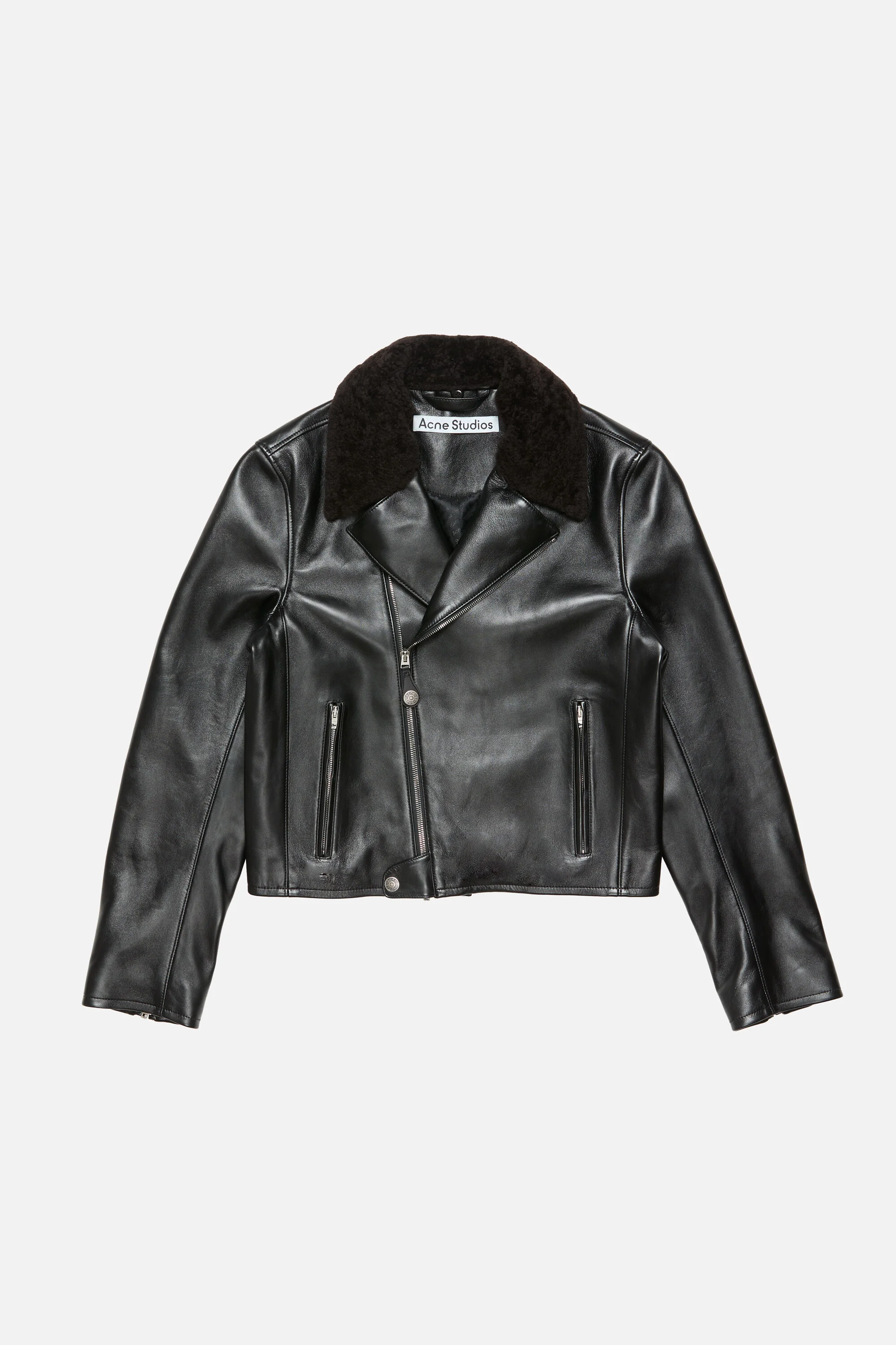 Leather biker jacket - Black - 1