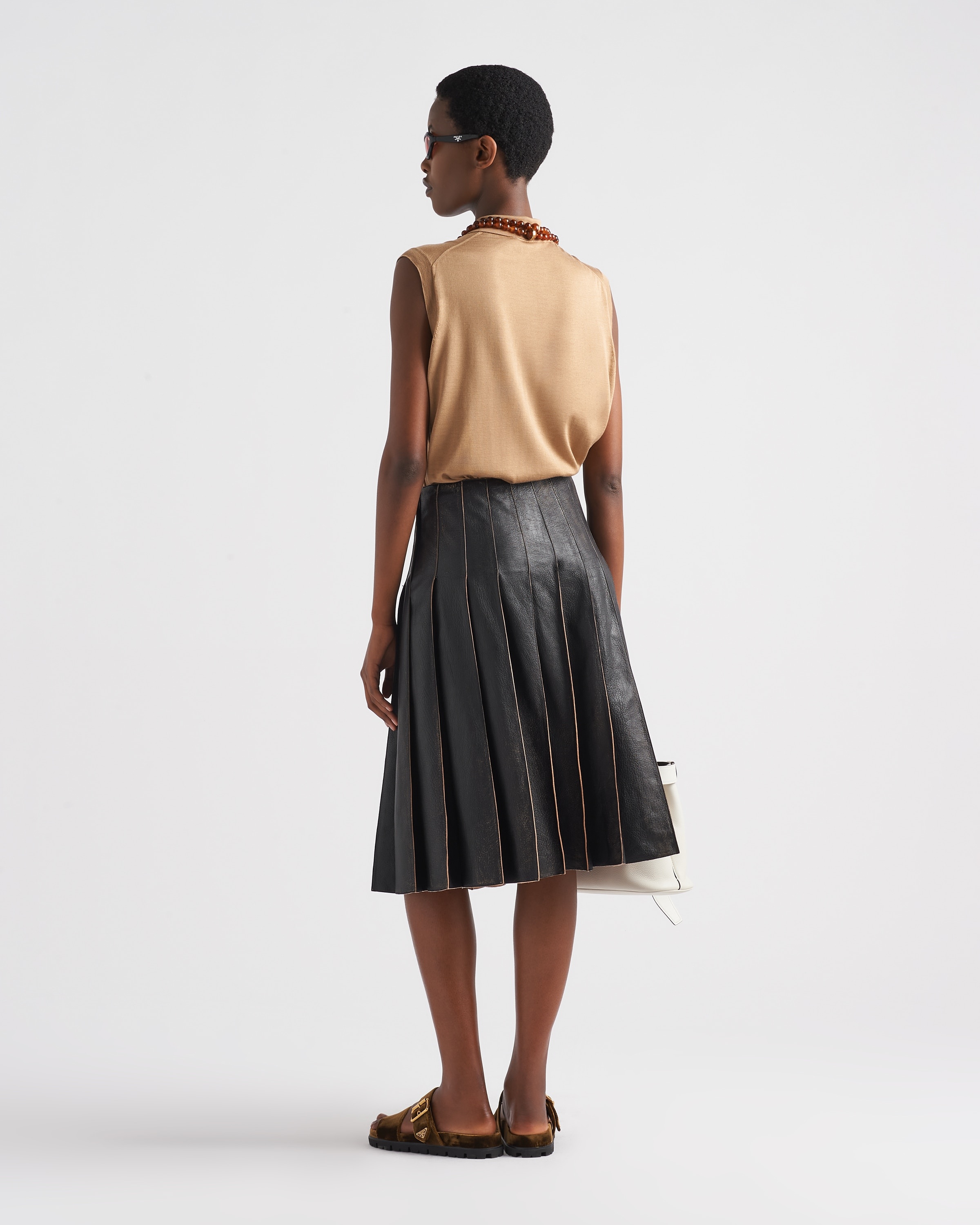 【プラダ・PRADA】Pleated leather skirt Prada Pleated leather skirt | REVERSIBLE