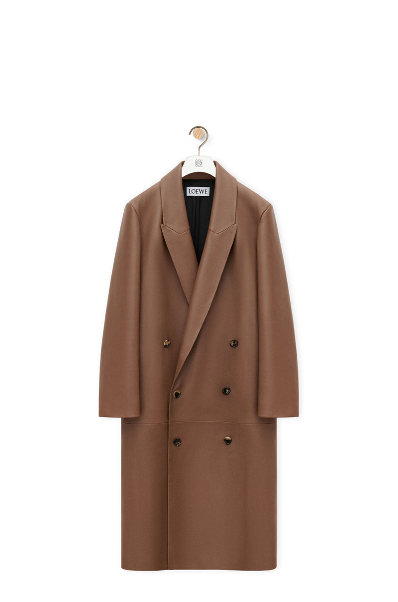 Double-breasted coat in nappa lambskin 1