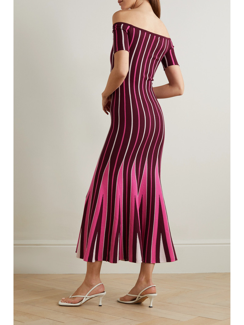 Medea Off-the-shoulder Striped Wool Maxi Dress 3