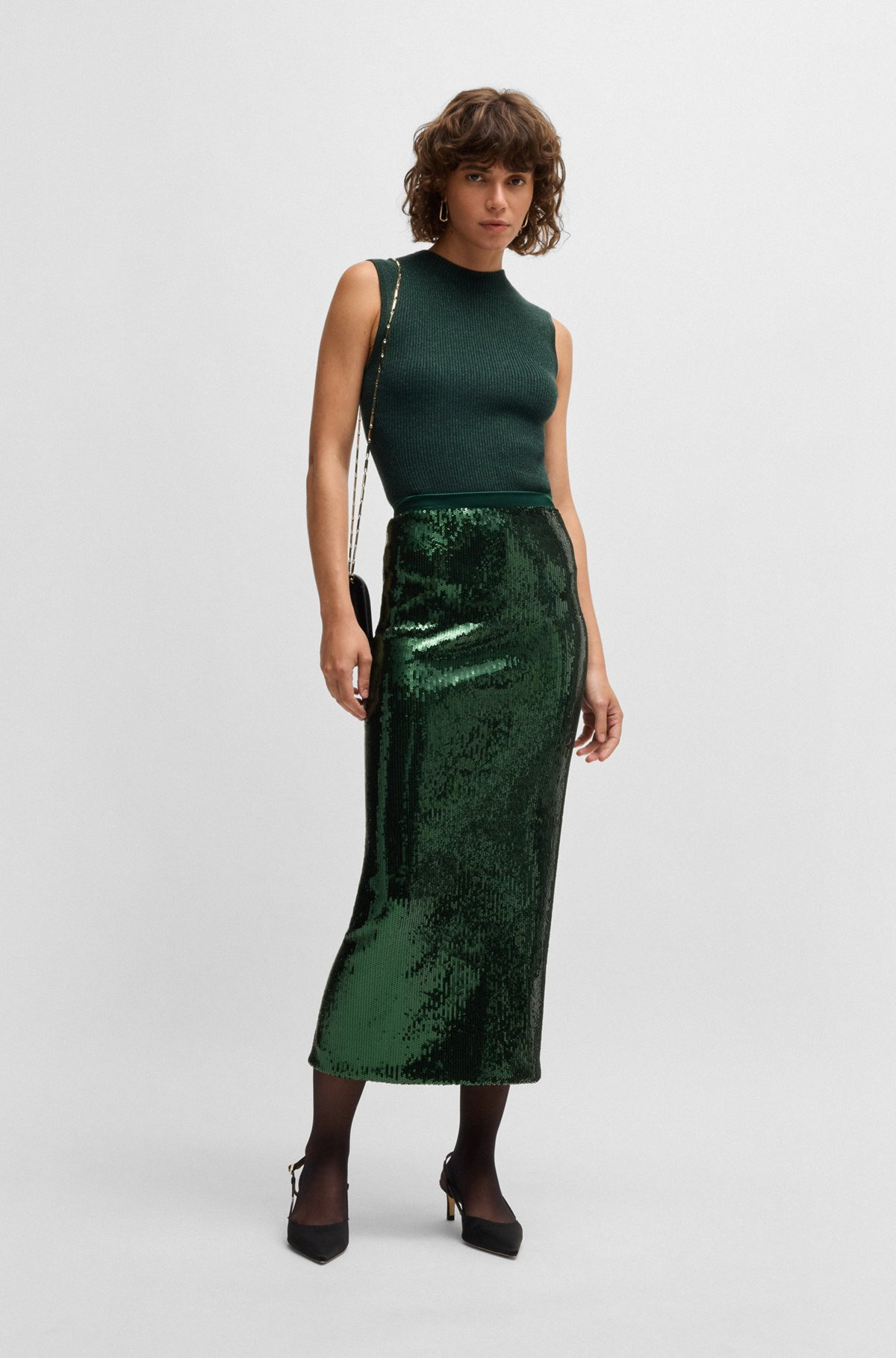 RELAXED-FIT MAXI SKIRT WITH SEQUIN EMBELLISHMENTS - 3