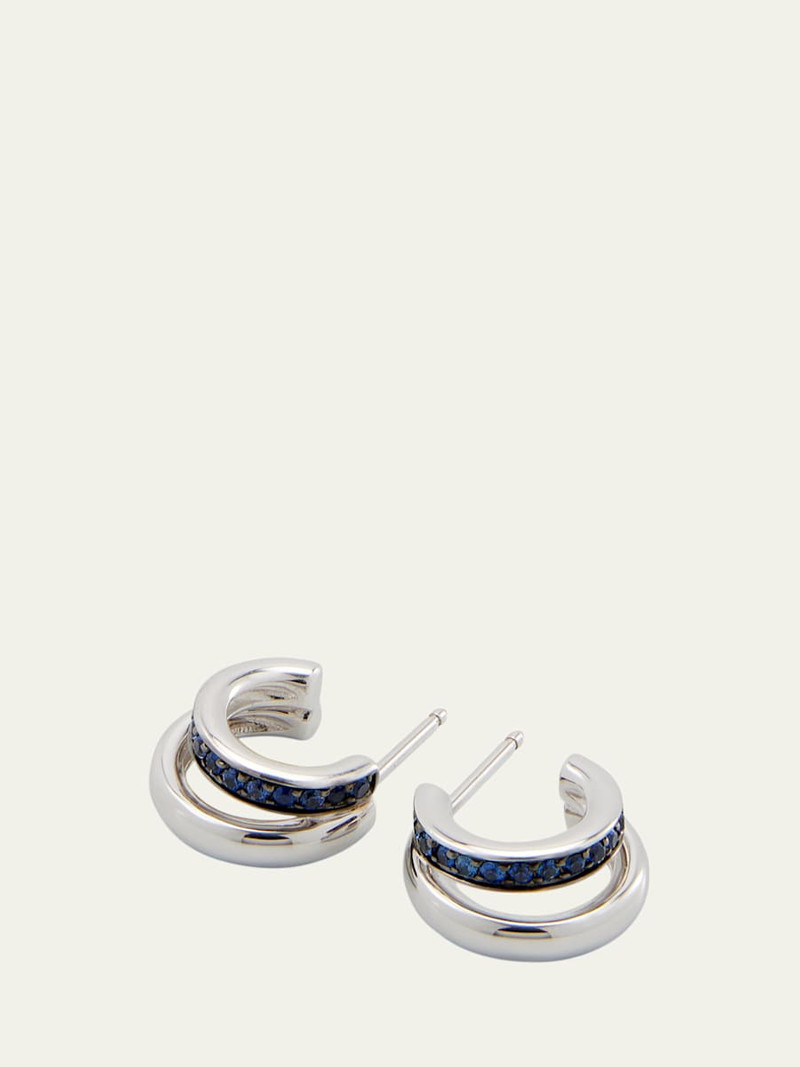 Pomellato Together 18K White Gold and Sapphire Double Hoop Earrings outlook
