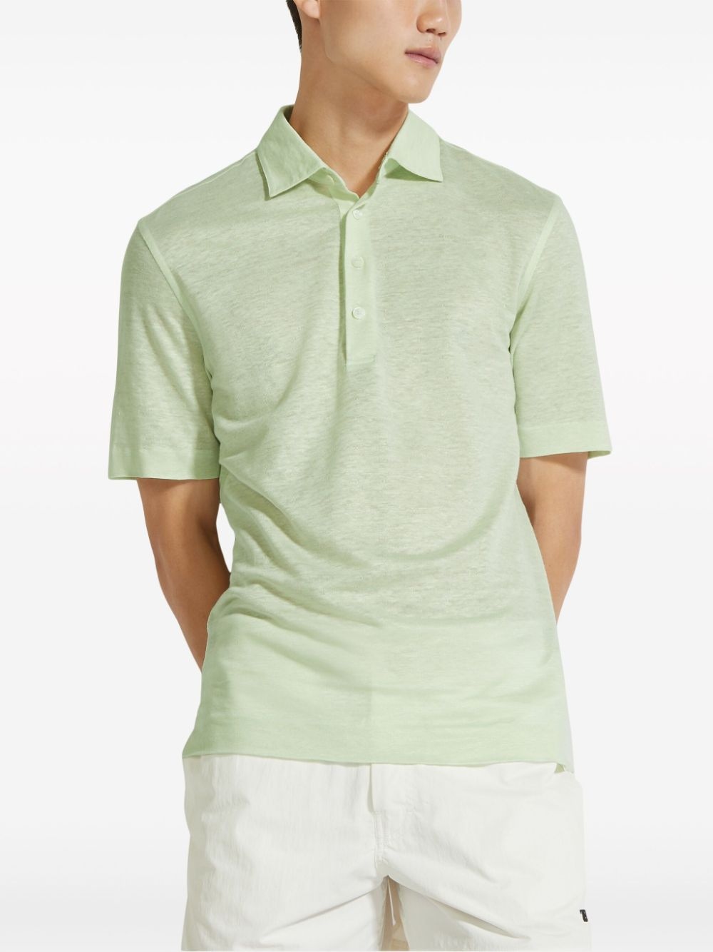 linen polo shirt - 2