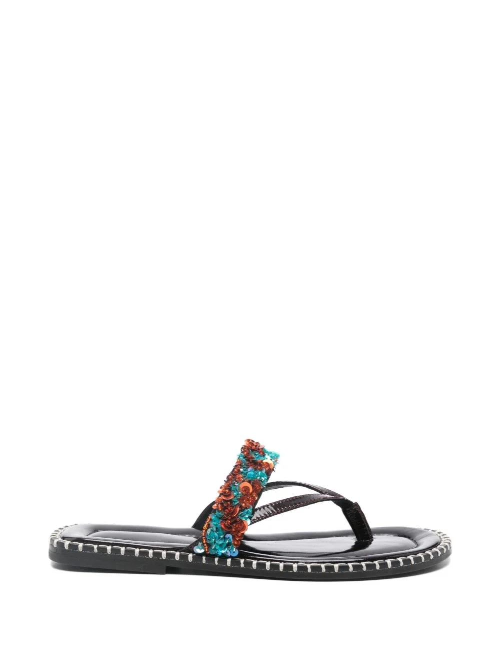 Embroidered leather thong sandals - 1