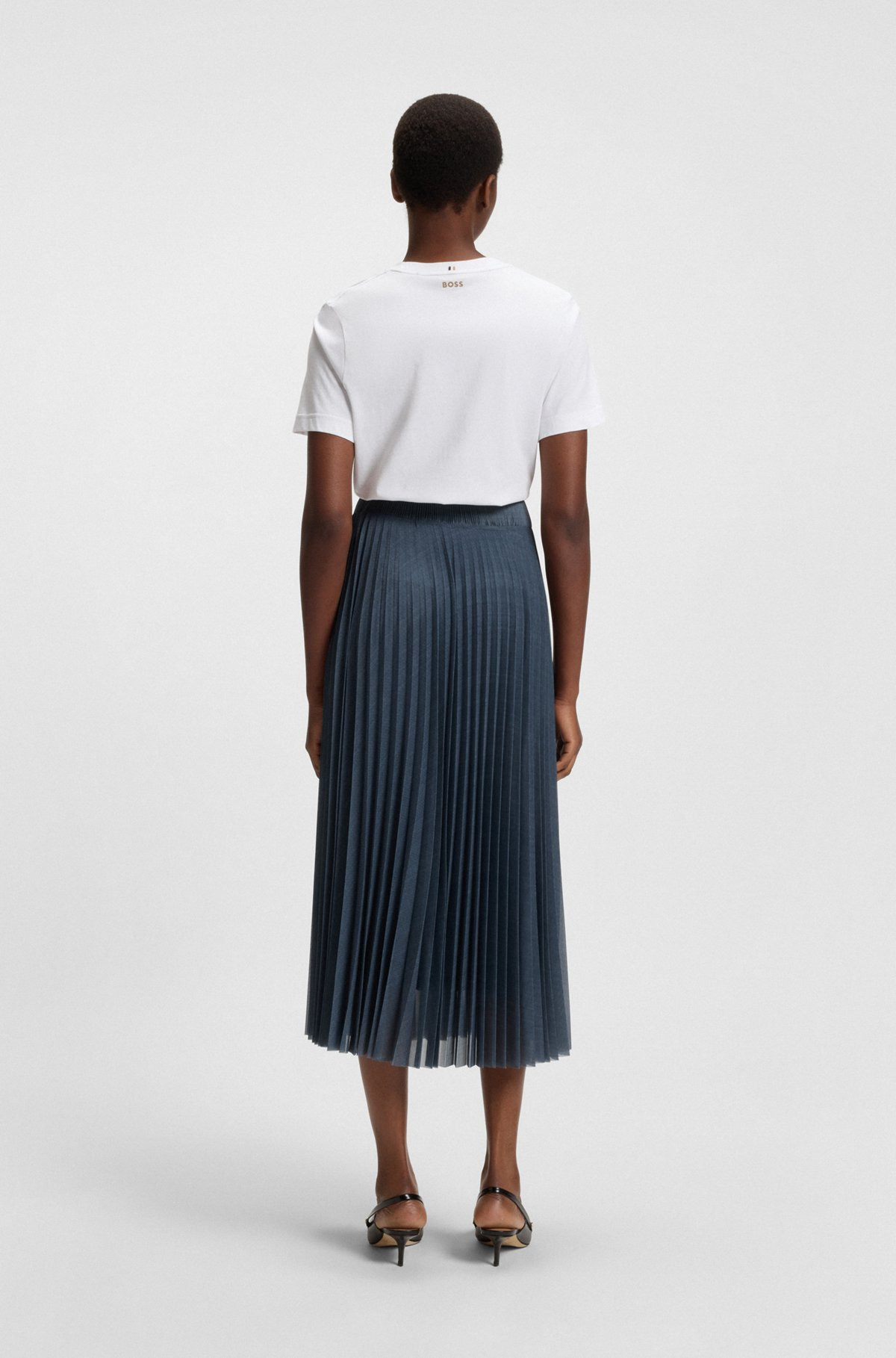 LINED TULLE SKIRT WITH PLISSÉ PLEATS - 4