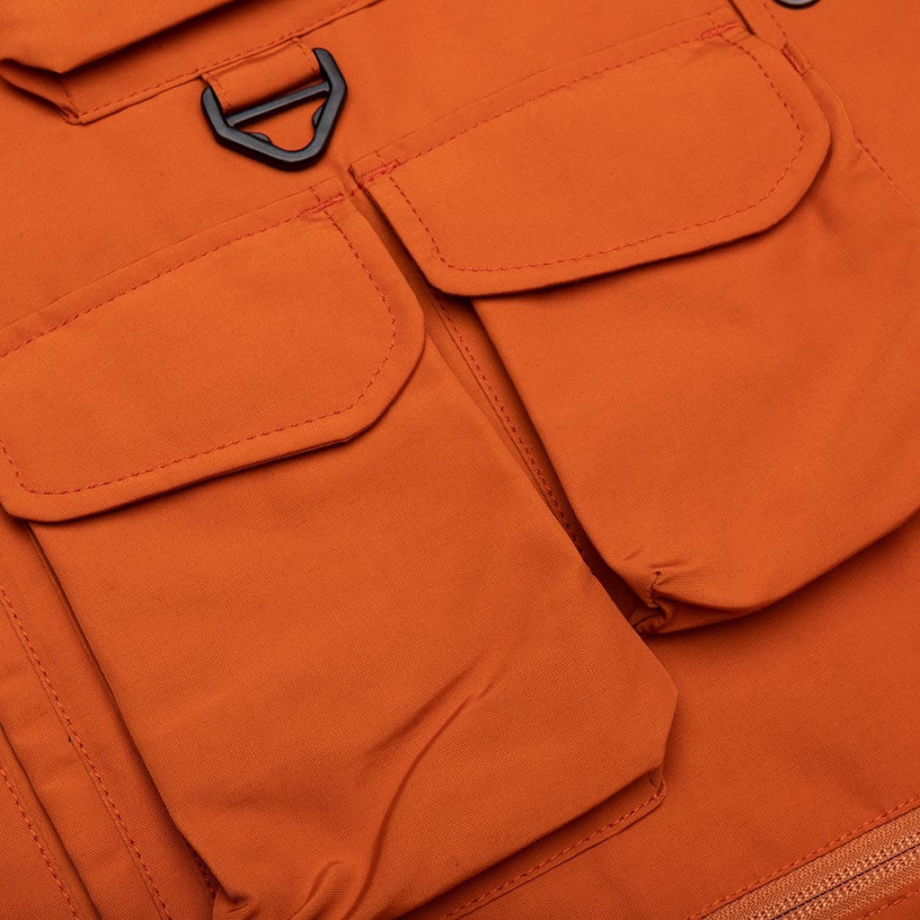 MULTI-POCKET ZIPPED DOWN VEST - ORANGE - 5