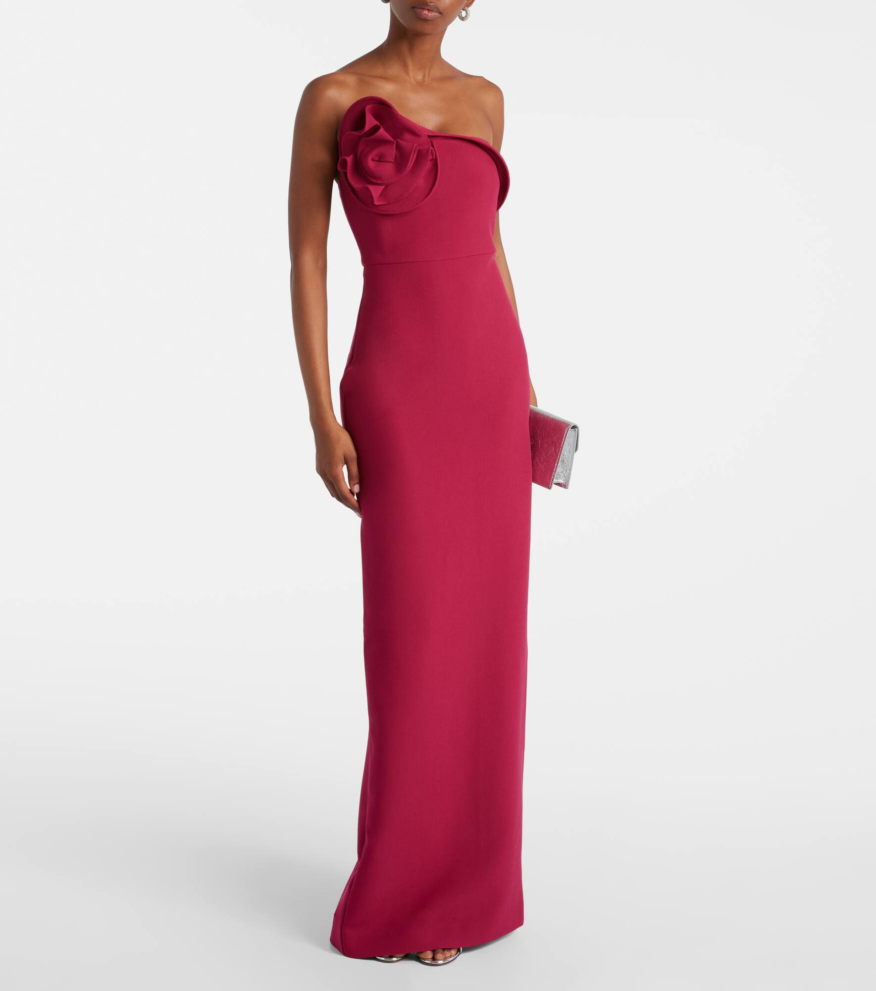 One-shoulder crêpe maxi dress - 2