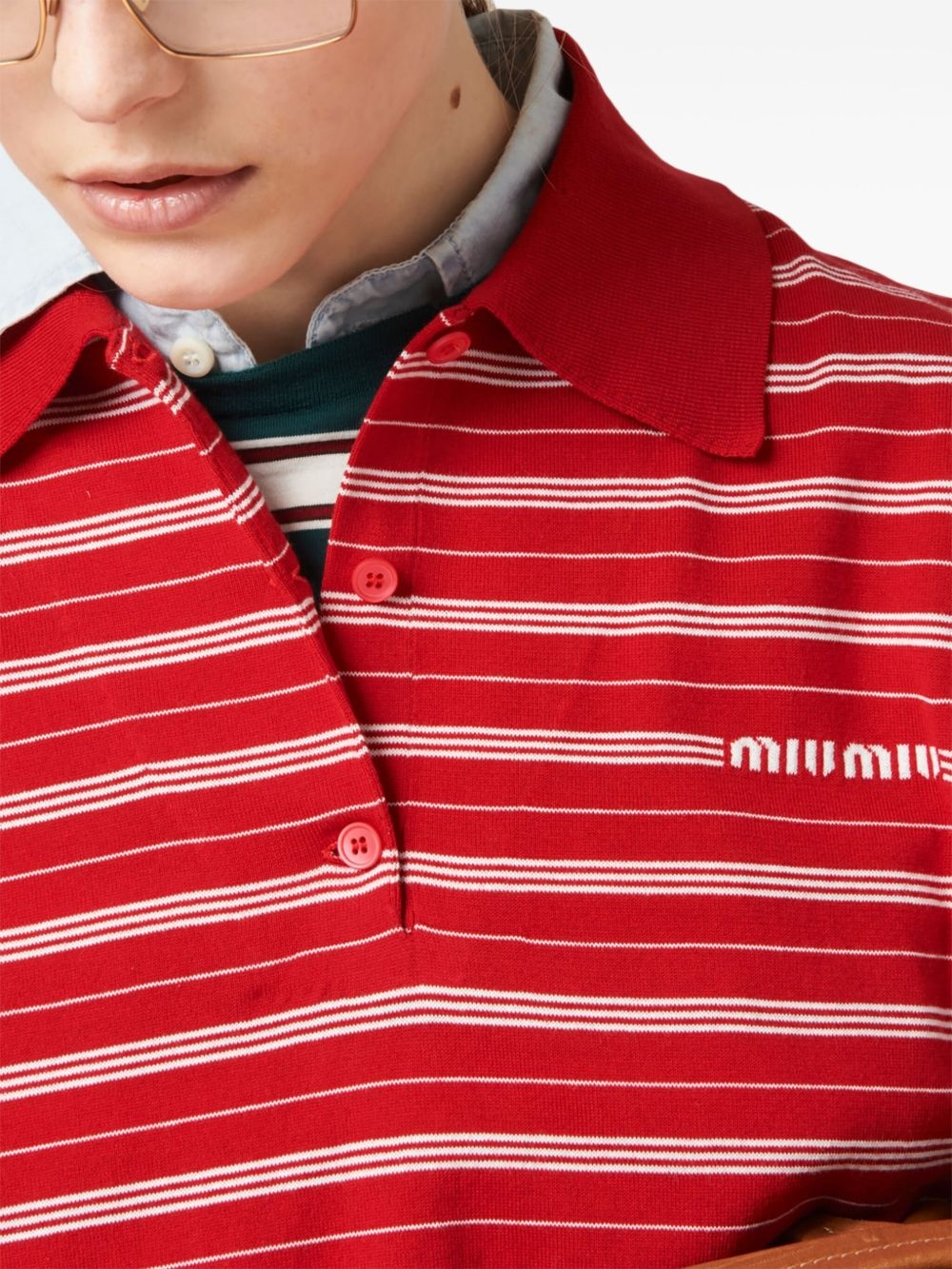 intarsia-knit logo polo shirt - 5