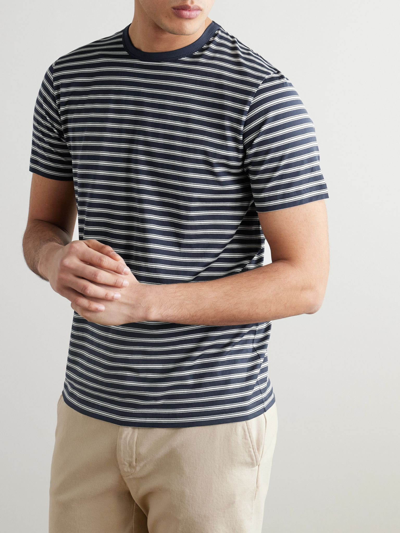 Striped Supima Cotton-Jersey T-Shirt Navy - 3