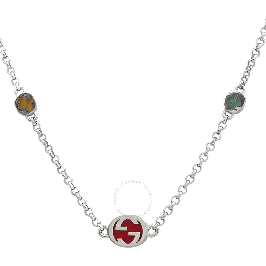 Gucci Sterling Silver Interlocking G Multicoloured Enamel Necklace - YBB728953001 - 5