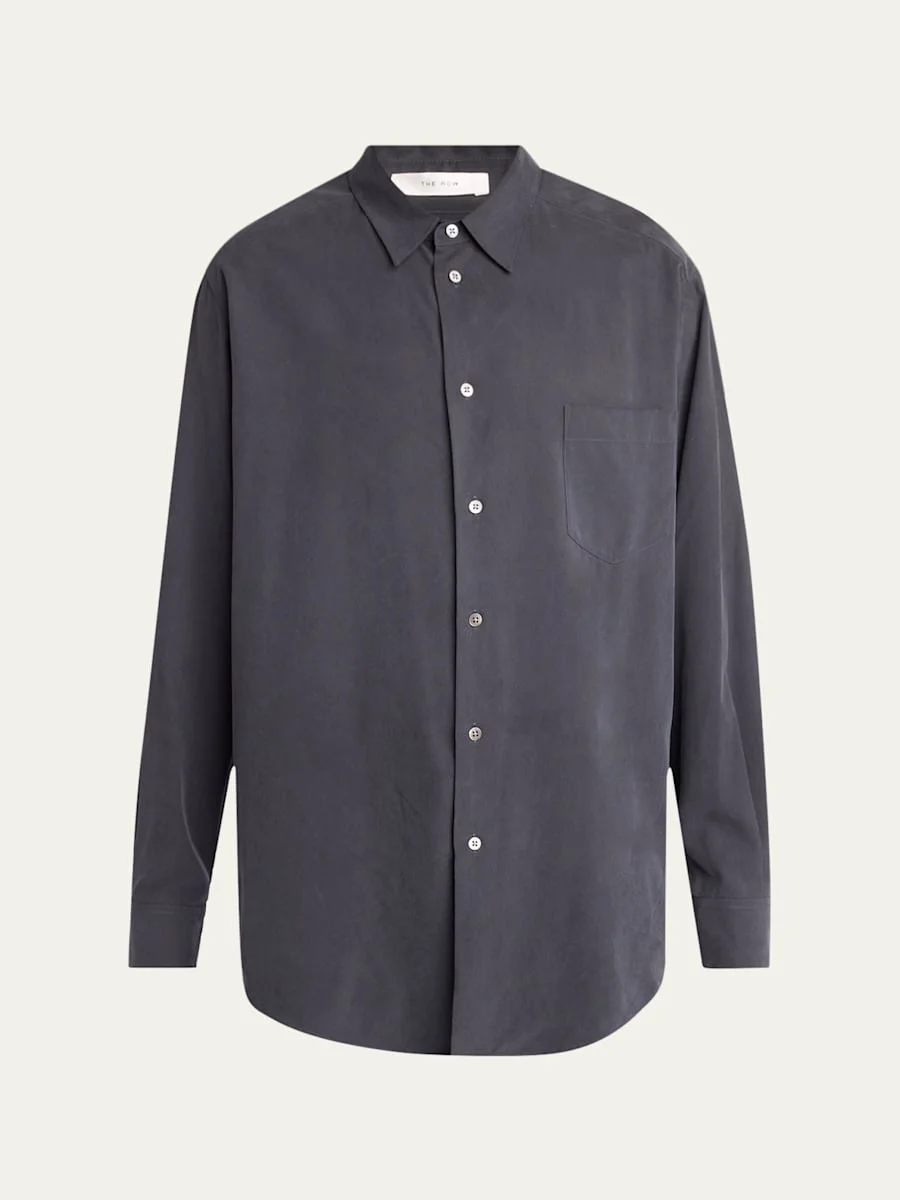 Men's Briar Washed Silk Pocket Button-Down Shirt - 1