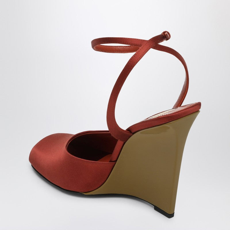 Saint Laurent Zeppe La Scandale In Satin Rust Color Women - 2