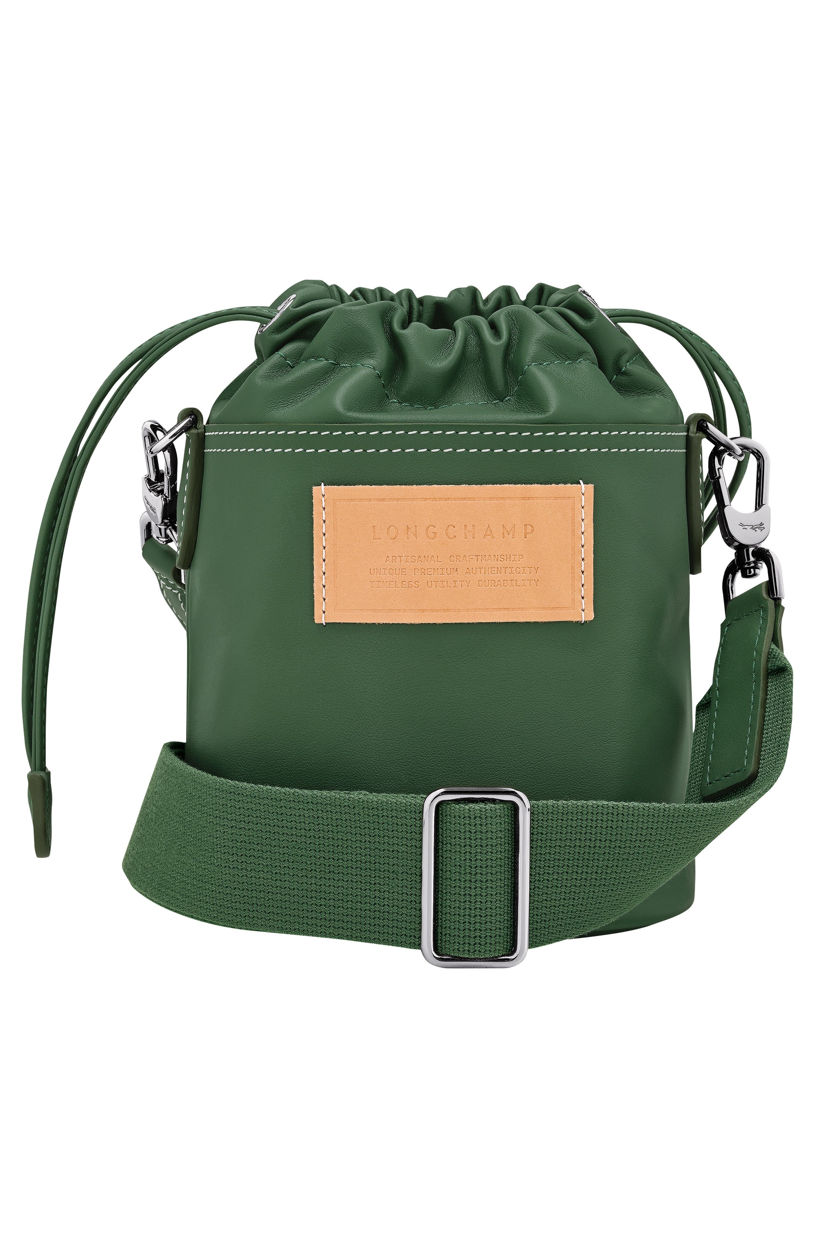 Longchamp Extra Small Le Pliage Xtra Worker Leather Bucket Bag in British Green at Nordstrom - 3