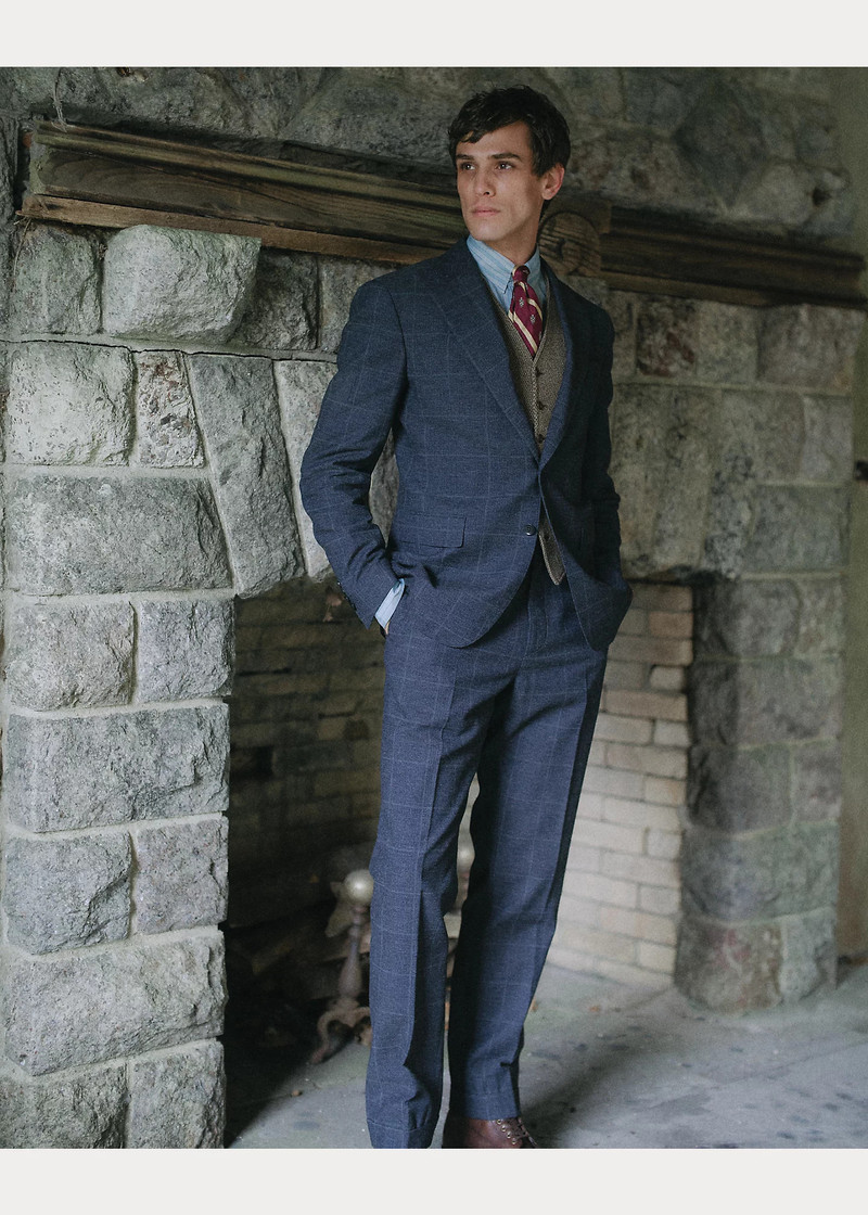 Slim Fit Indigo Checked Suit Trouser 11