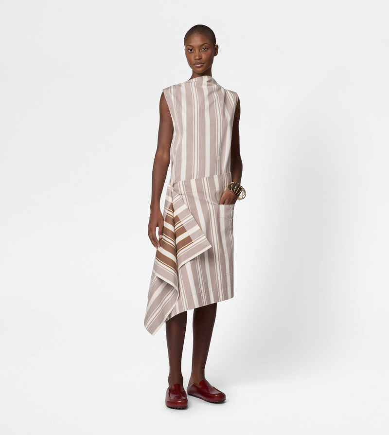 Tod's DRESS IN COTTON - BROWN, WHITE, YELLOW outlook