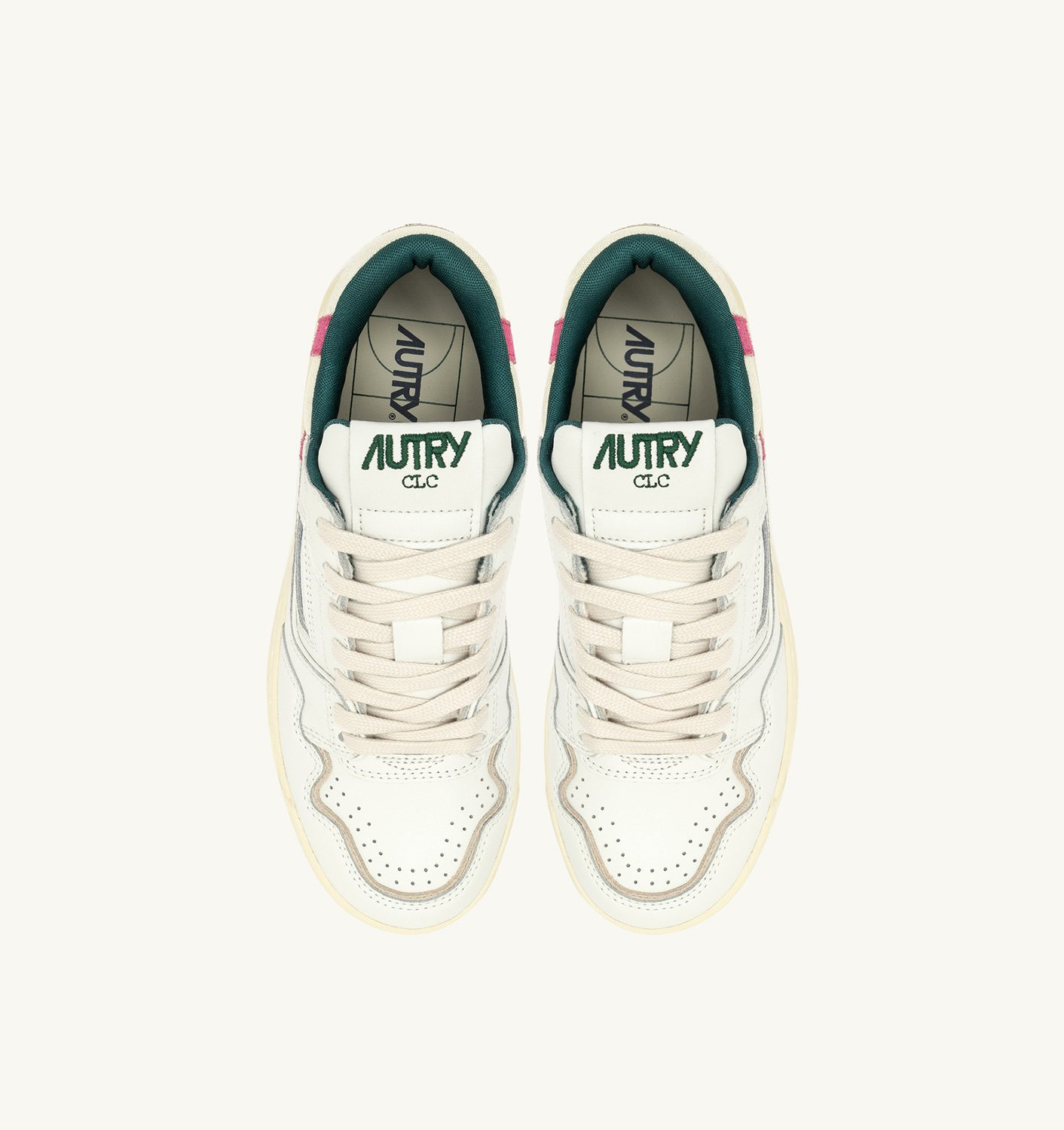 CLC LOW SNEAKERS IN WHITE LEATHER AND CARMINE ROSE SUEDE - 5
