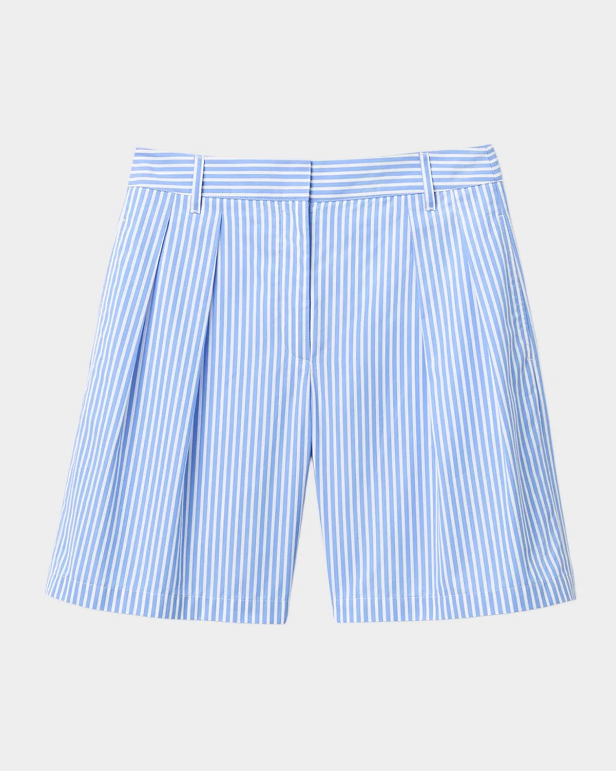 Park Pleated Striped Cotton Shorts - 1