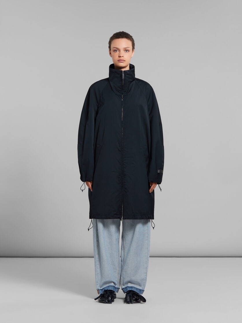BLACK GATHERED TAFFETA PARKA - 2