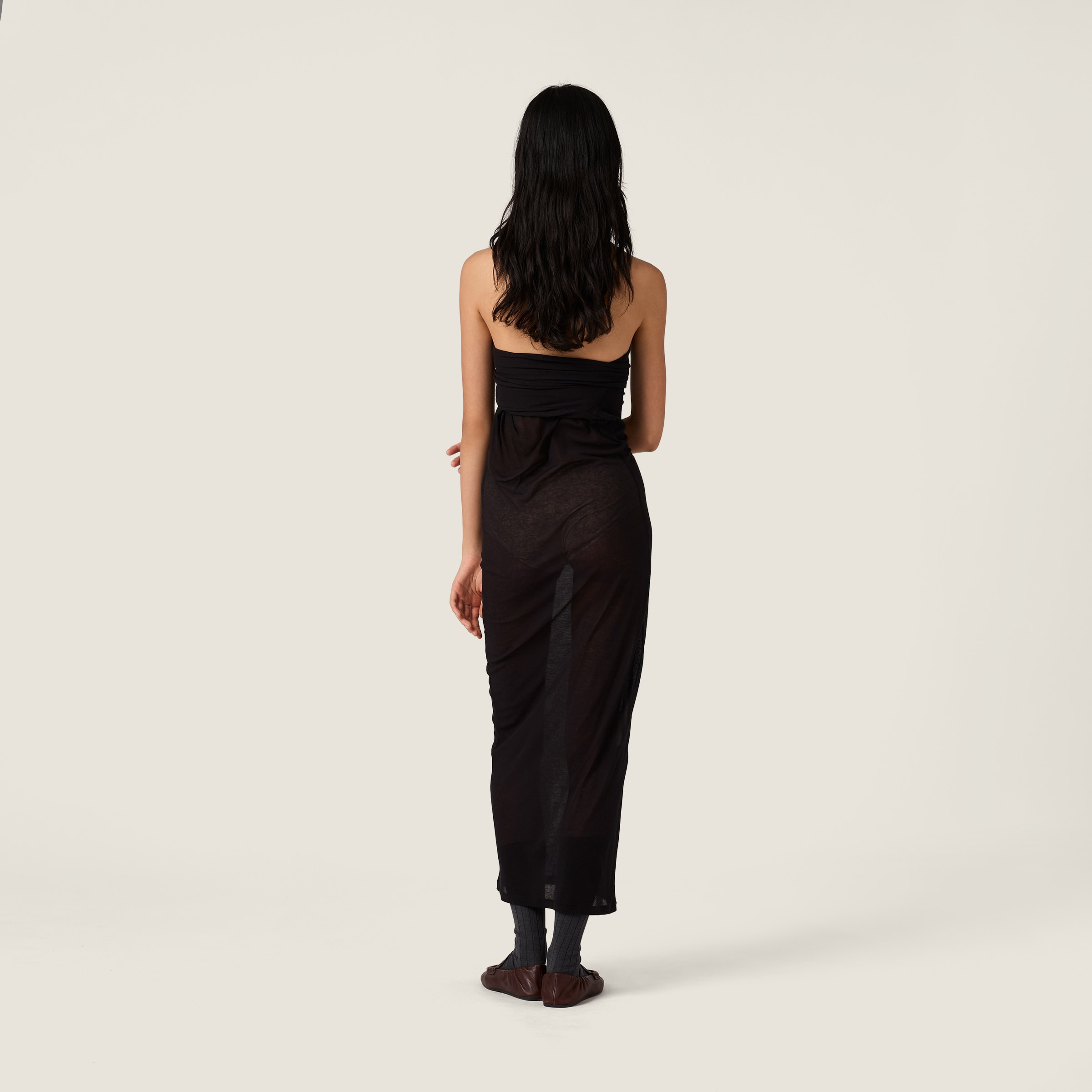 Long ribbed knit jersey dress - 3