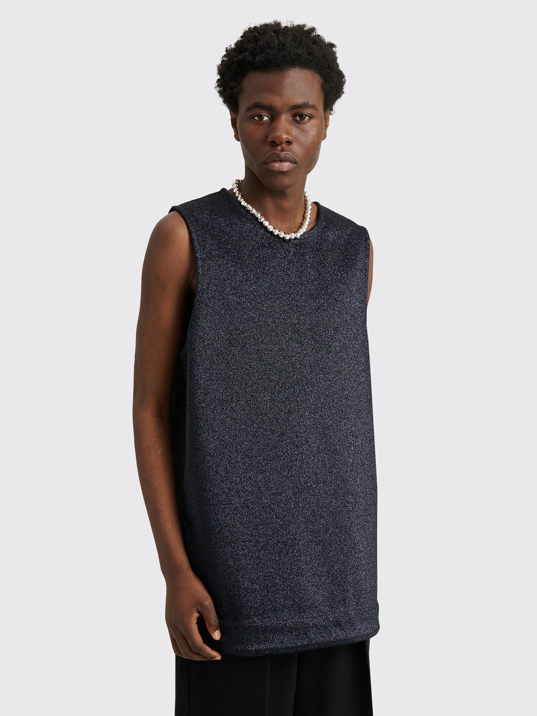 JIL SANDER METALLIC TANK TOP NIGHT BLUE - 3